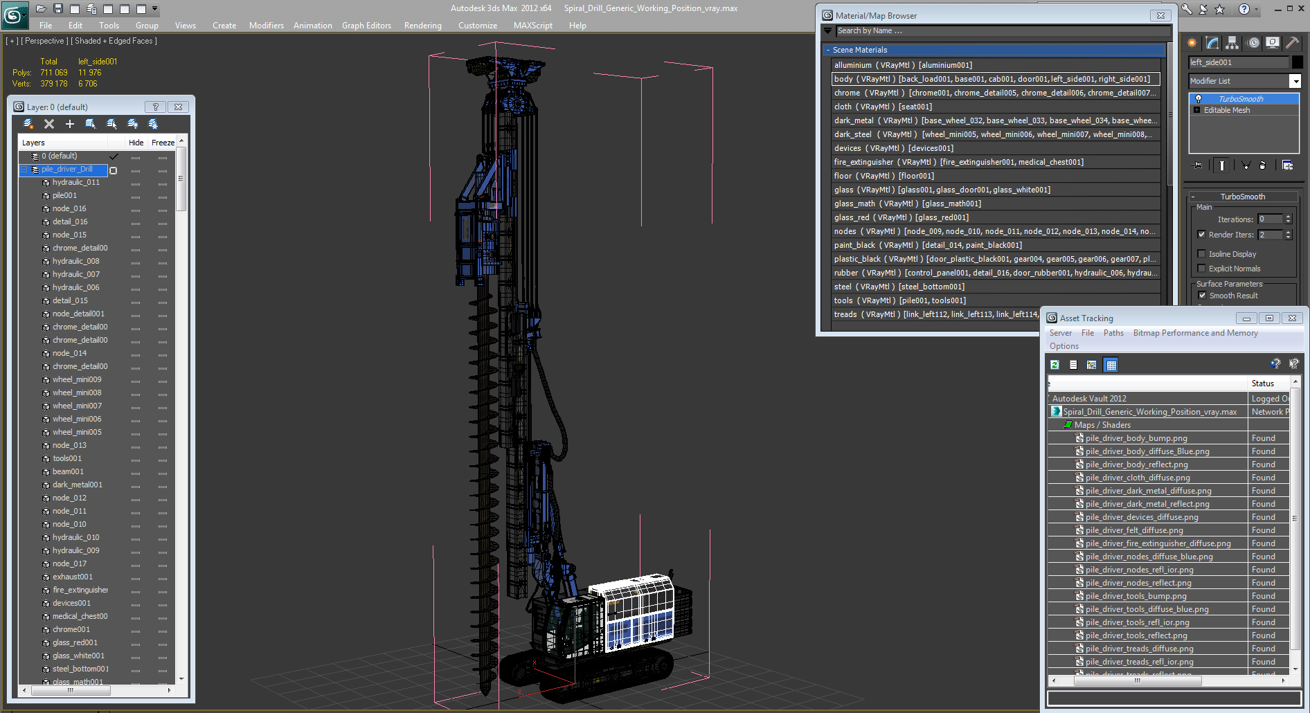 Spiral Drill Generic Working Position 3D