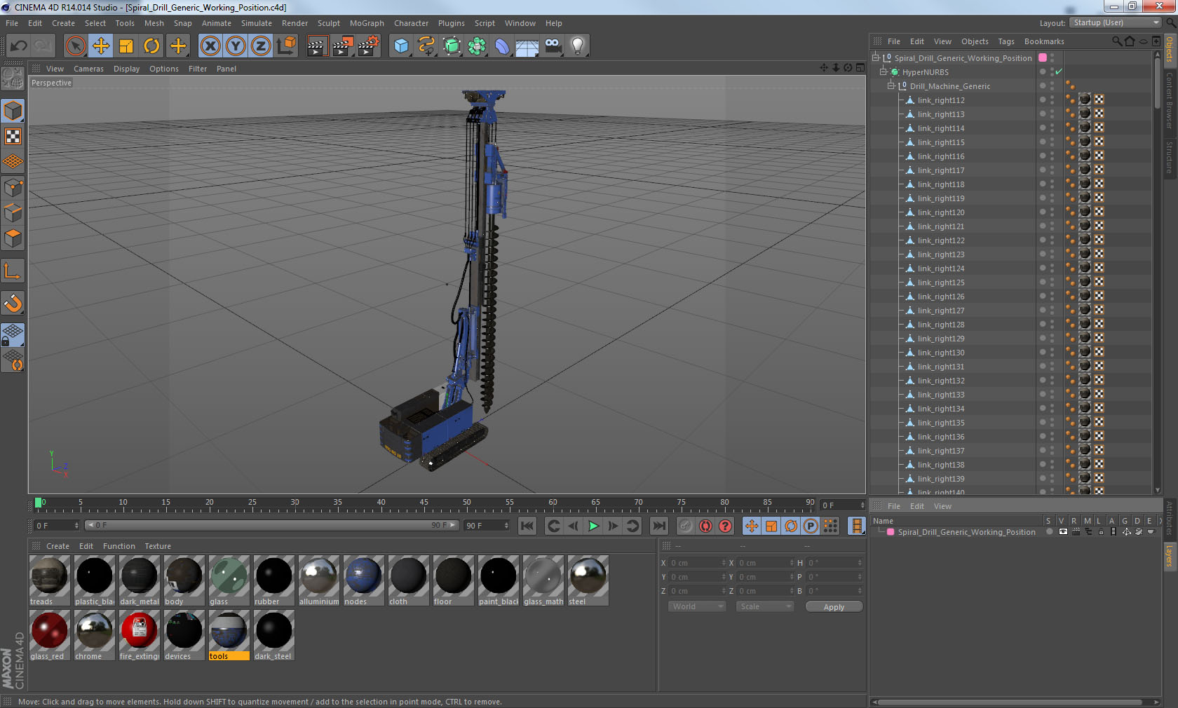 Spiral Drill Generic Working Position 3D