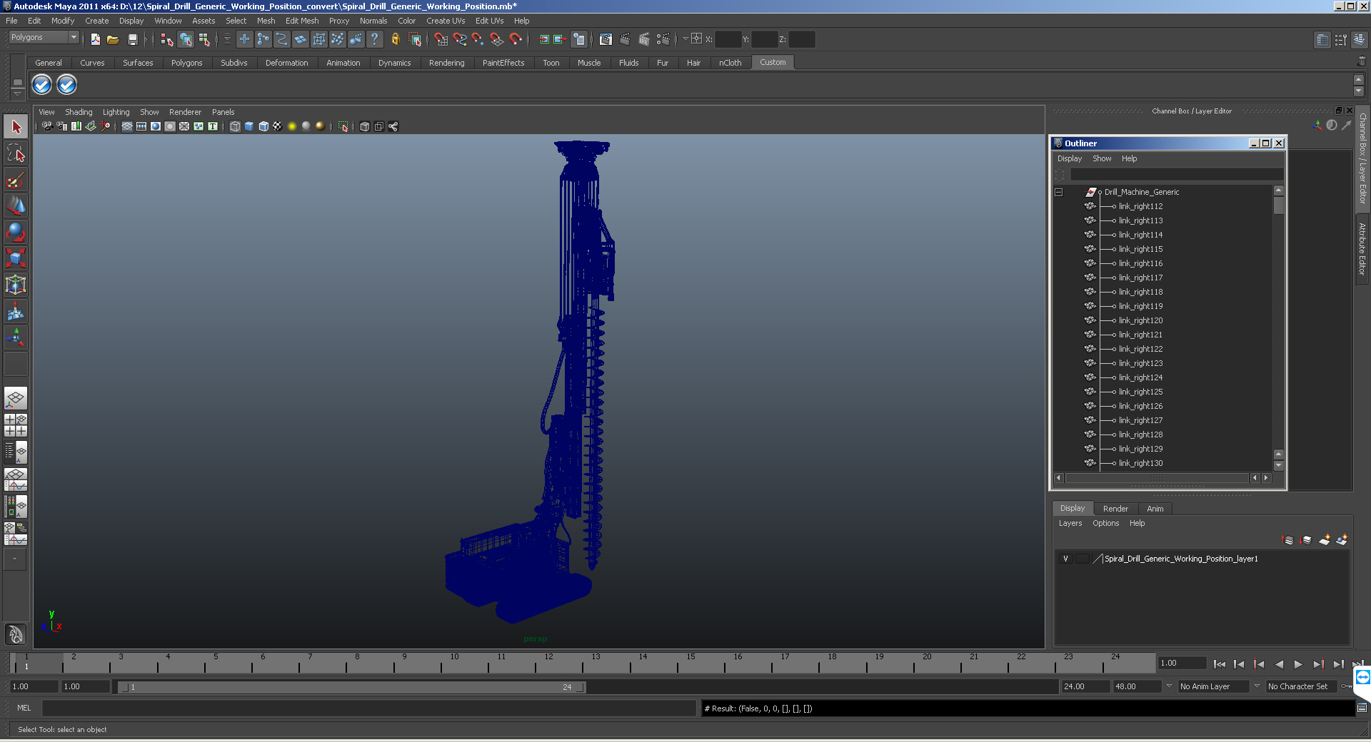 Spiral Drill Generic Working Position 3D