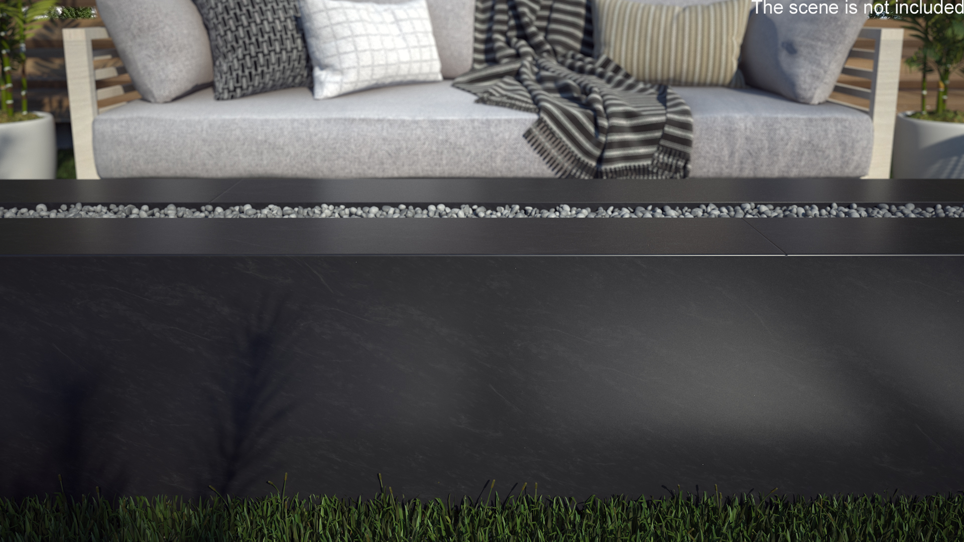 3D model Gas Fire Pit Rectangular Marble Black No Fire
