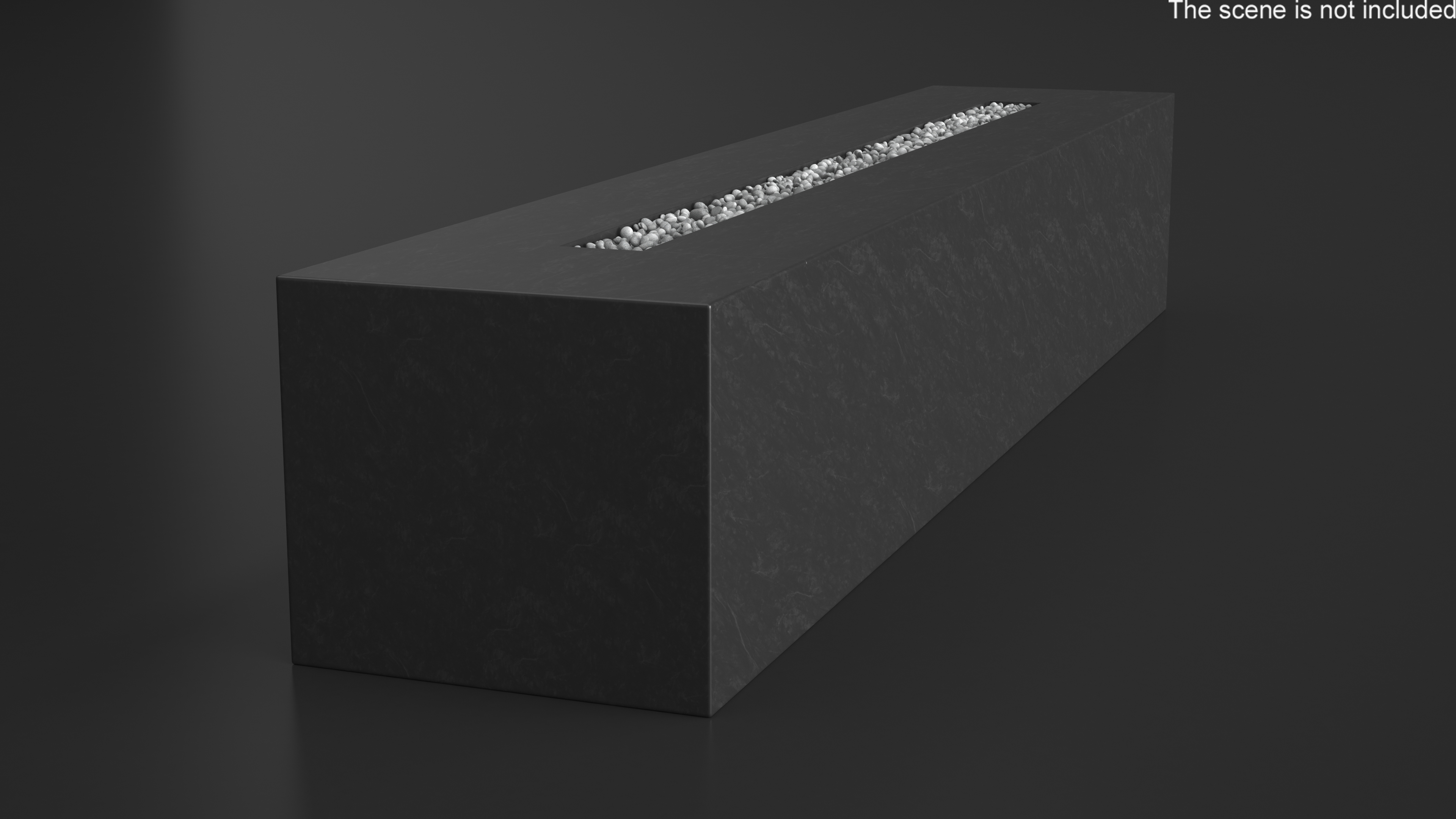 3D model Gas Fire Pit Rectangular Marble Black No Fire