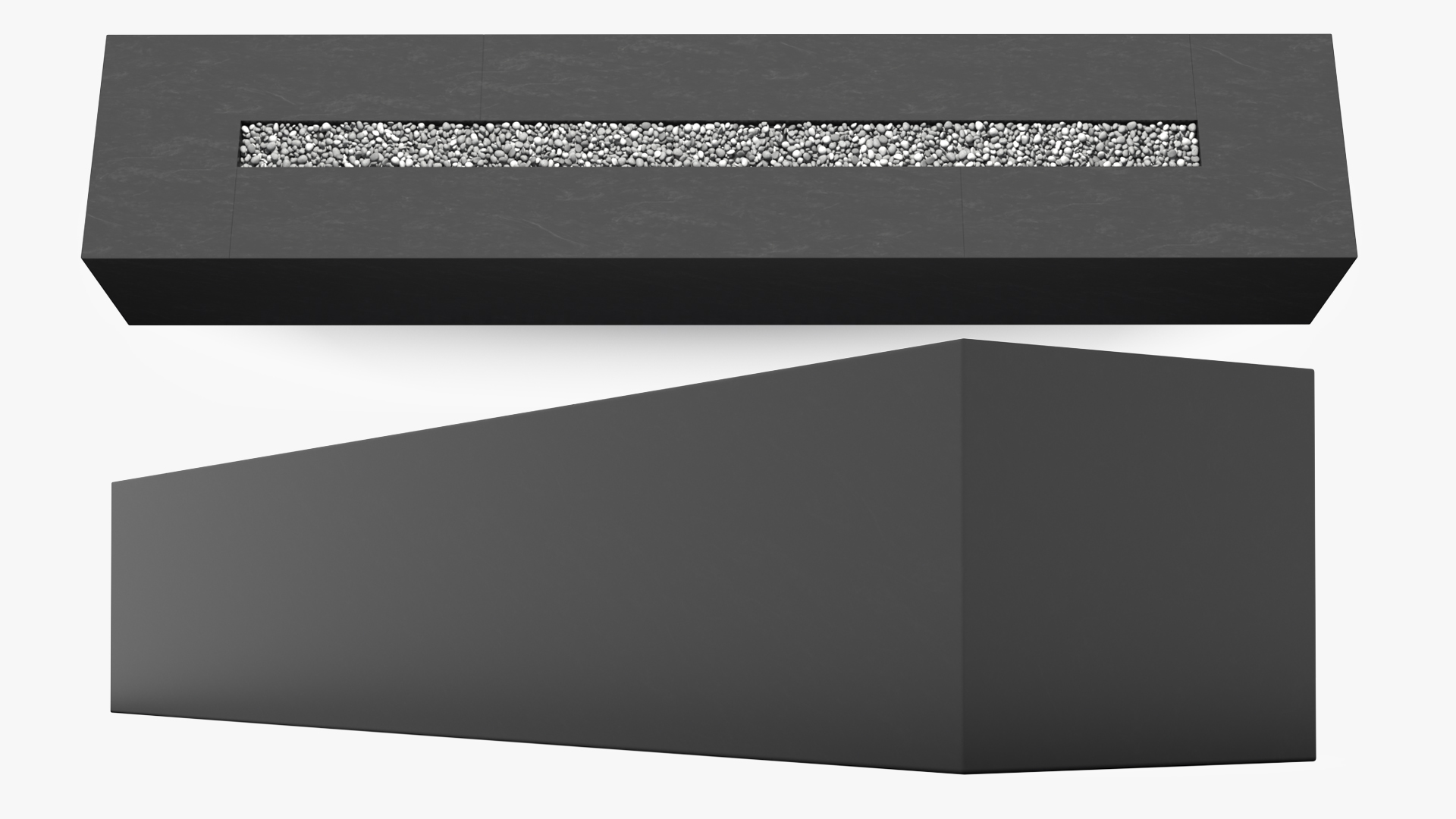 3D model Gas Fire Pit Rectangular Marble Black No Fire