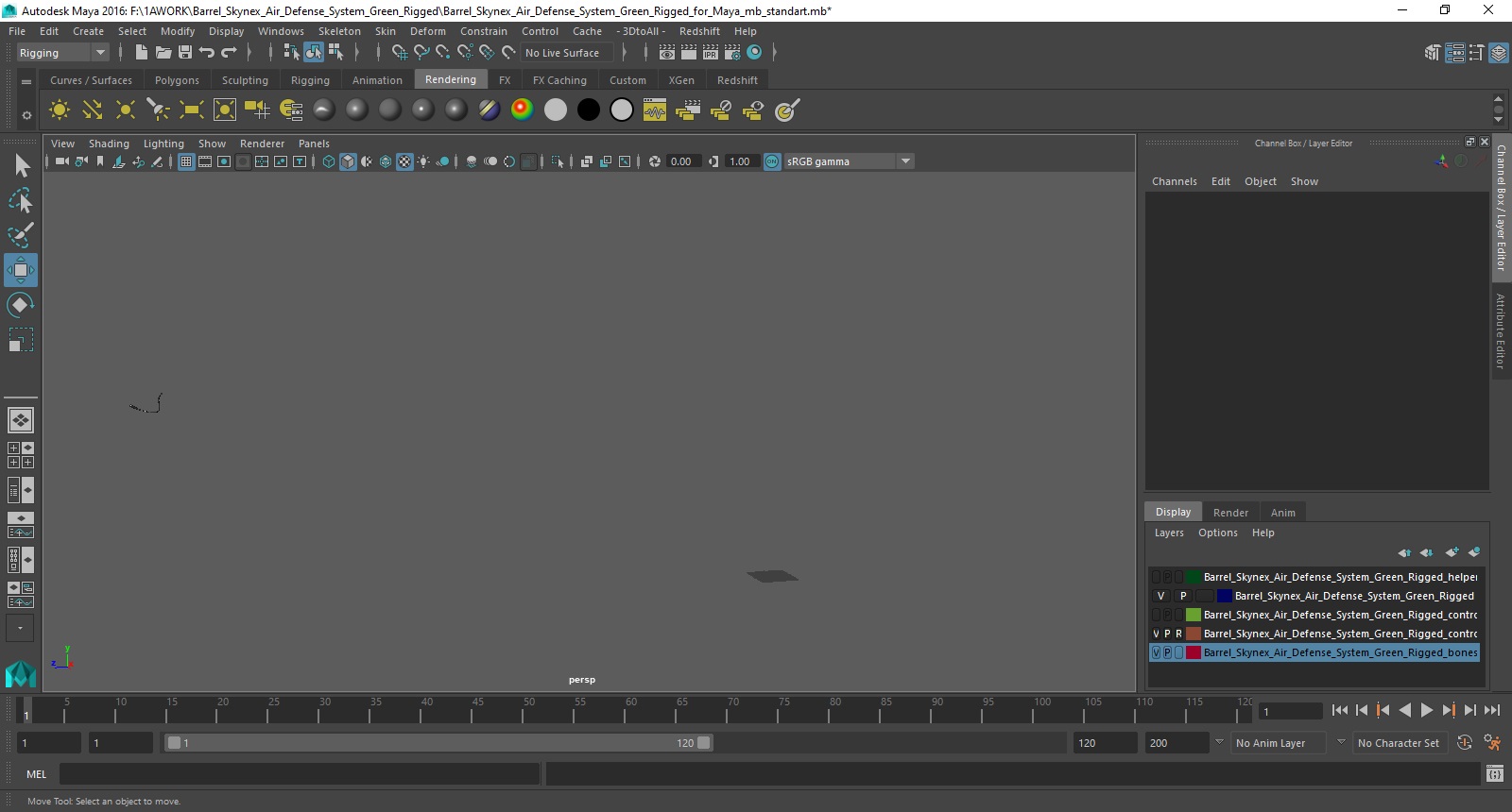 Barrel Skynex Air Defense System Green Rigged for Maya 3D model