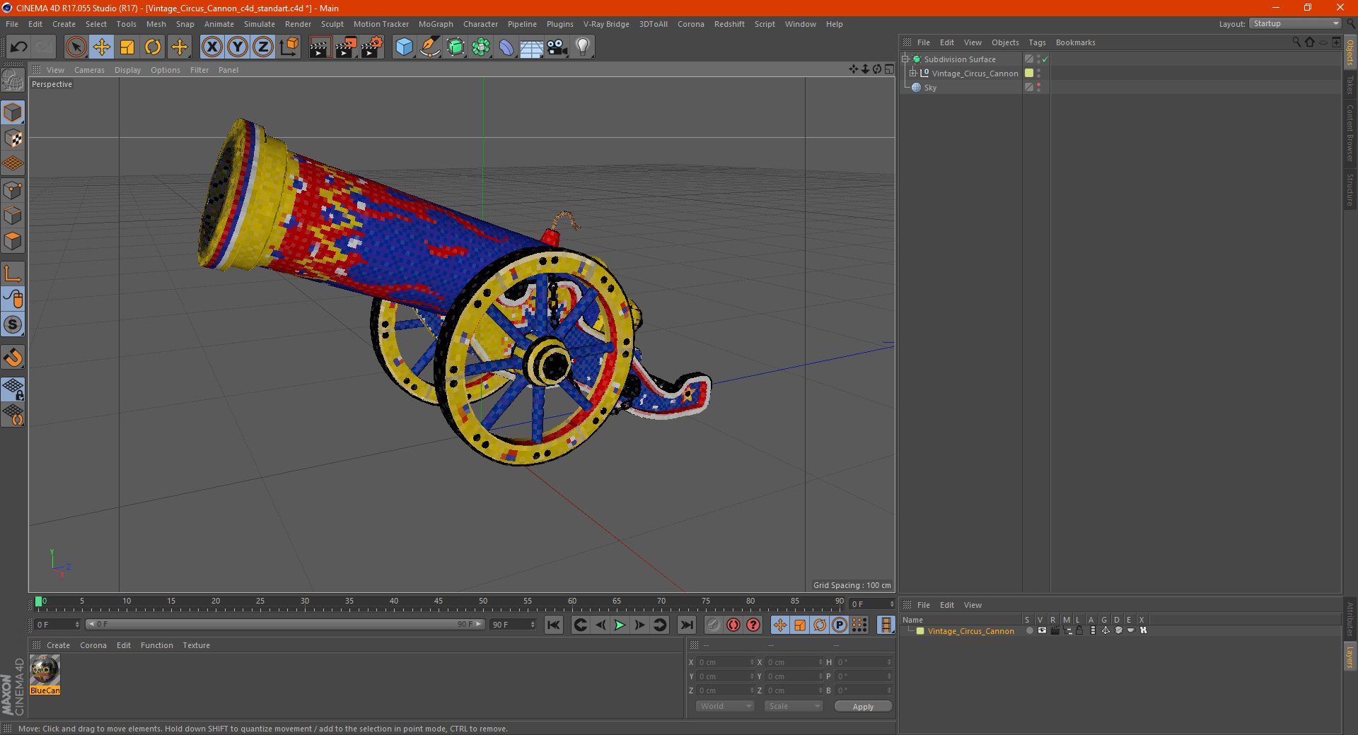 3D Vintage Circus Cannon