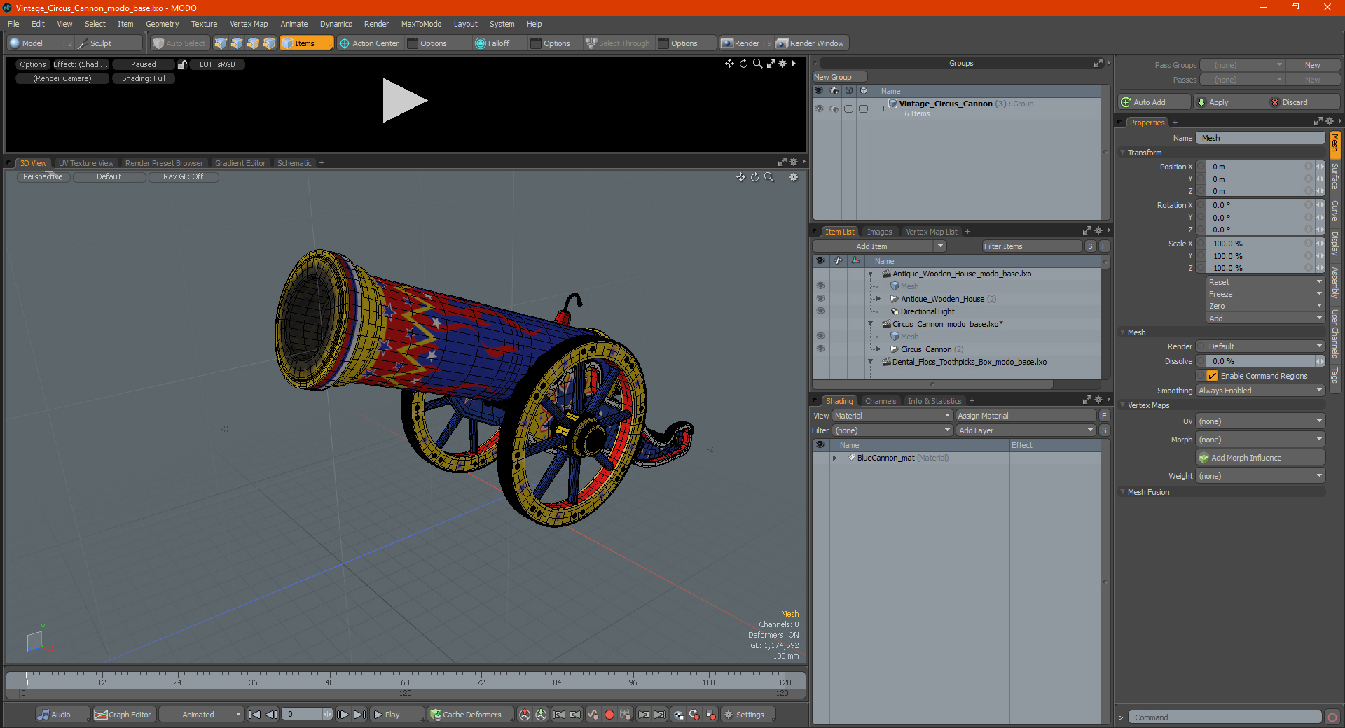 3D Vintage Circus Cannon