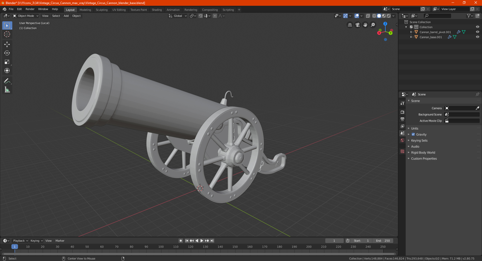 3D Vintage Circus Cannon