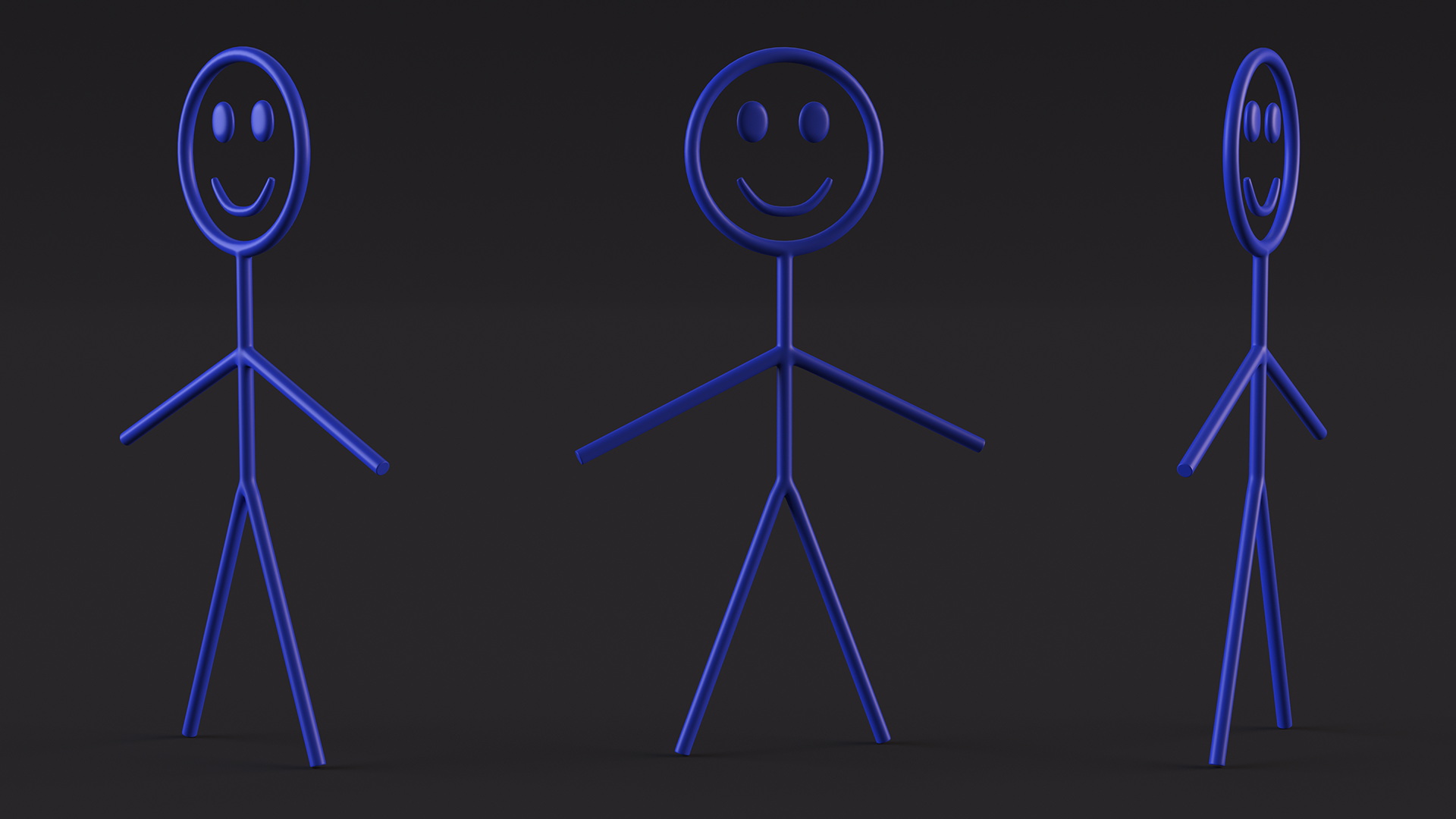 3D Stick Figure Blue Rigged for Maya model