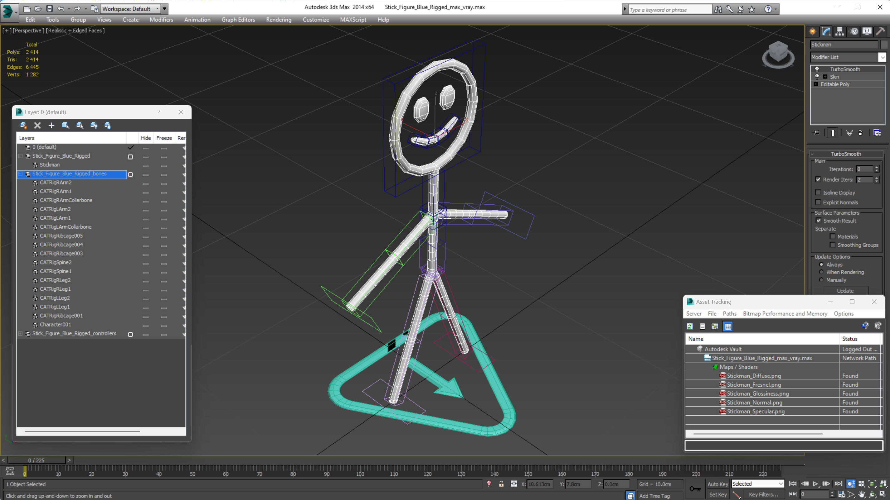 3D Stick Figure Blue Rigged for Maya model