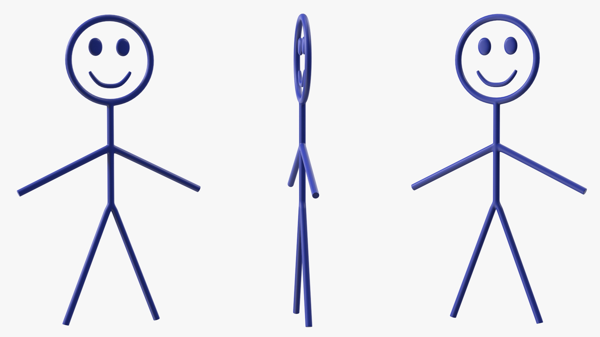 3D Stick Figure Blue Rigged for Maya model