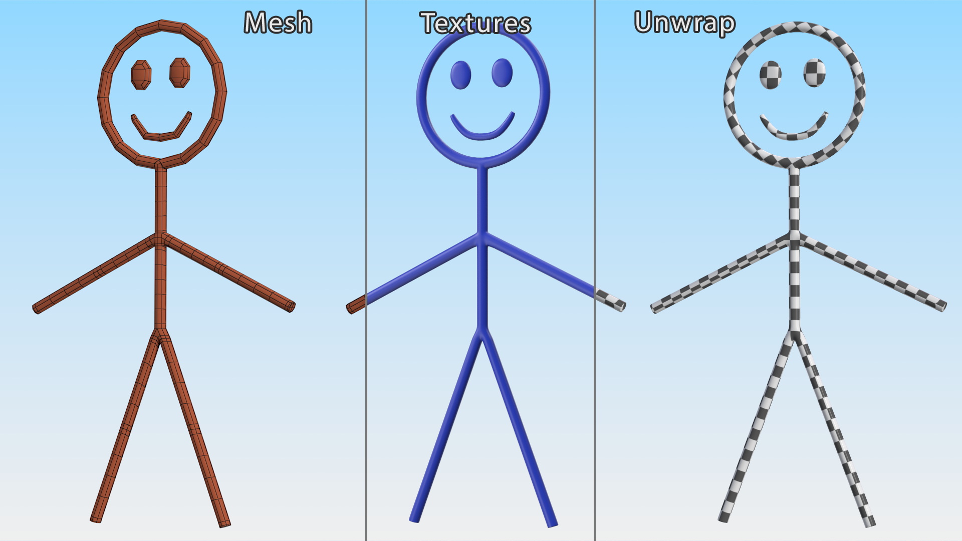 3D Stick Figure Blue Rigged for Maya model