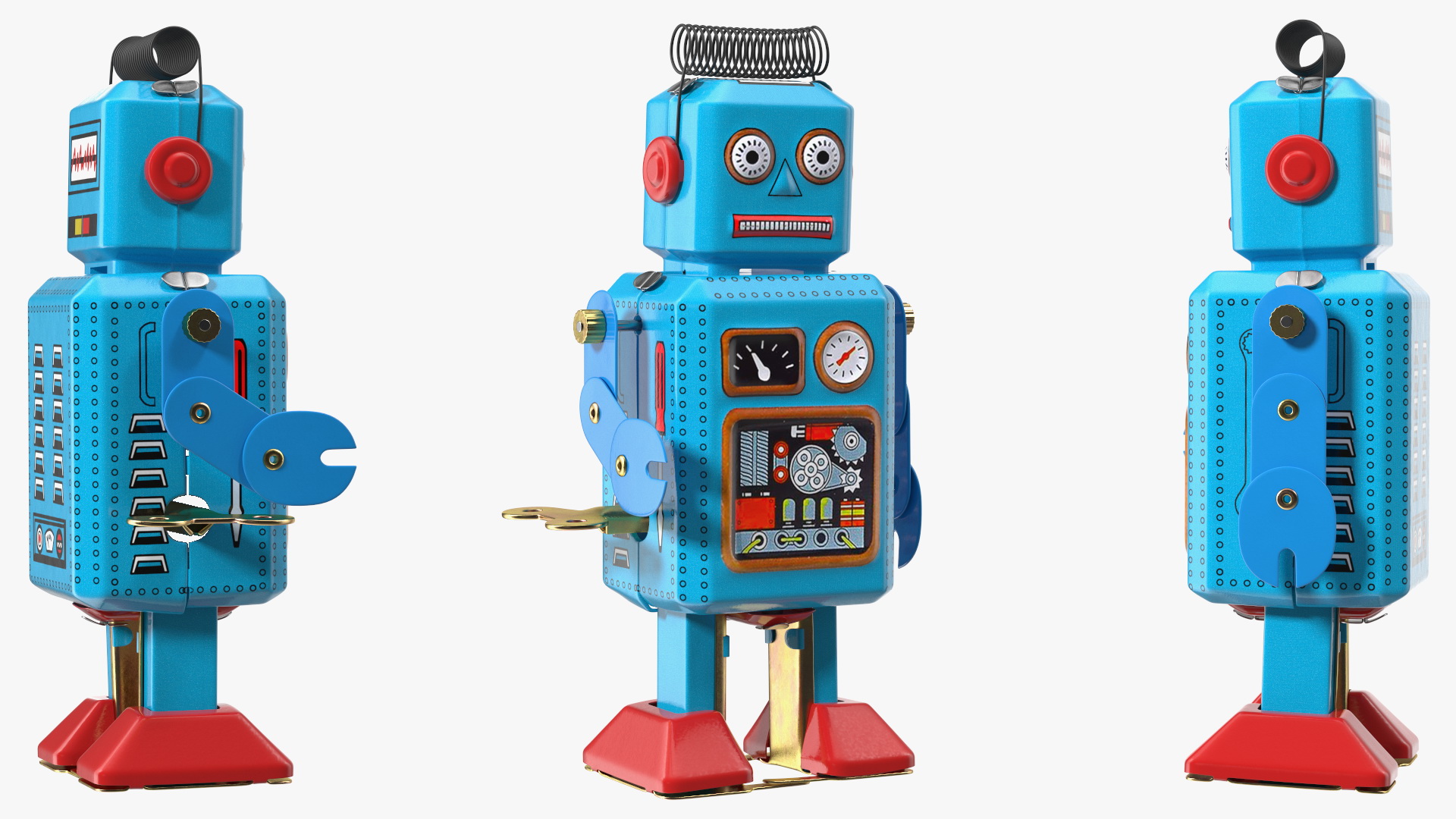 3D model Metal Walking Tin Toy Retro Robot Rigged