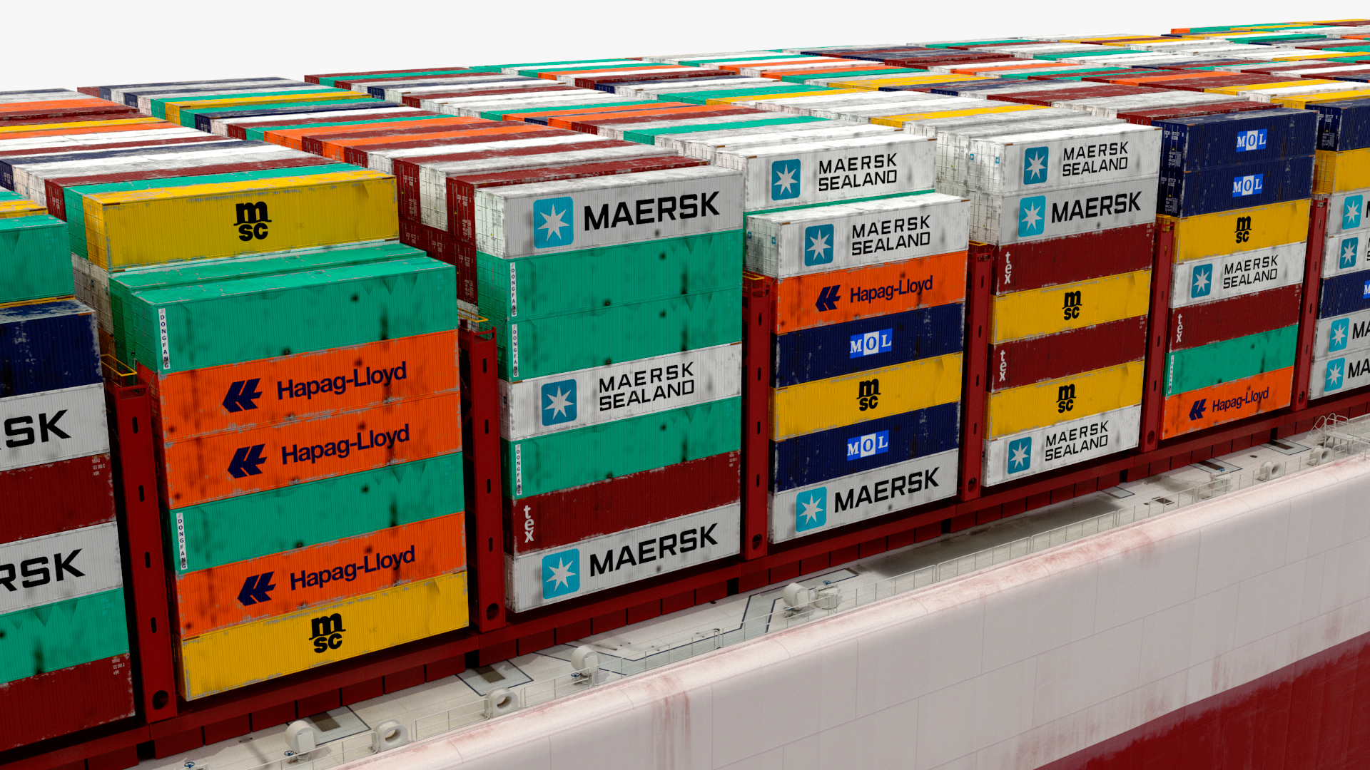 3D Cargo Ship Loaded with Containers model