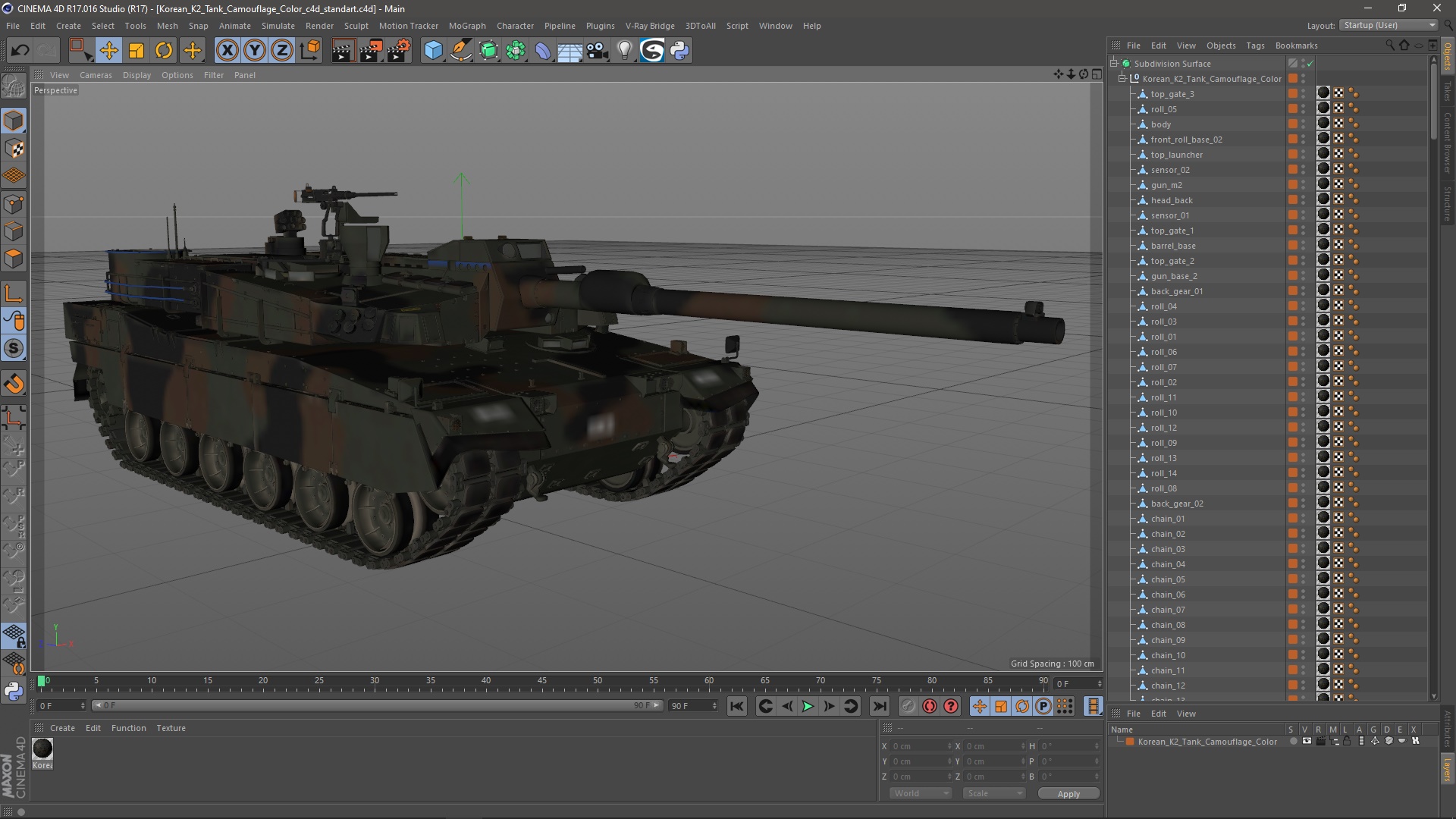 3D Korean K2 Tank Camouflage Color