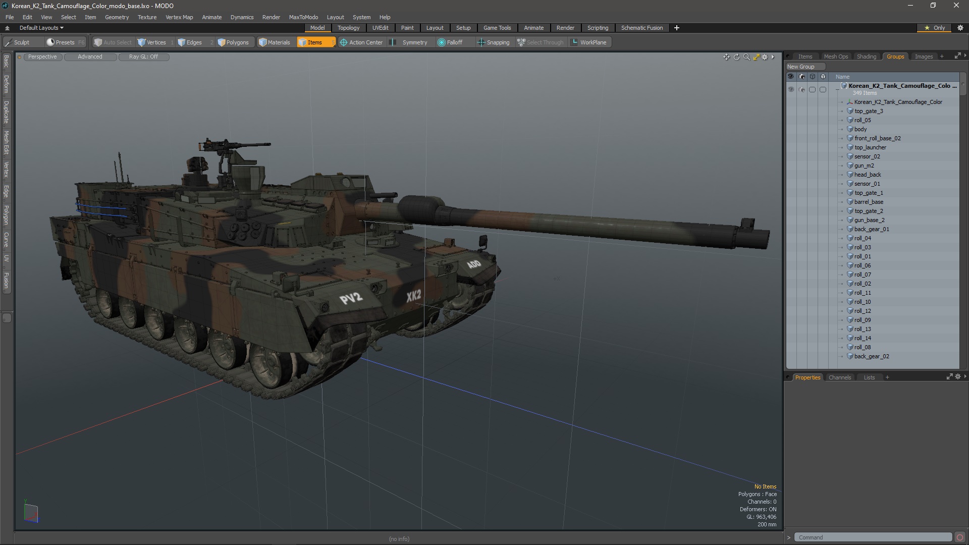 3D Korean K2 Tank Camouflage Color