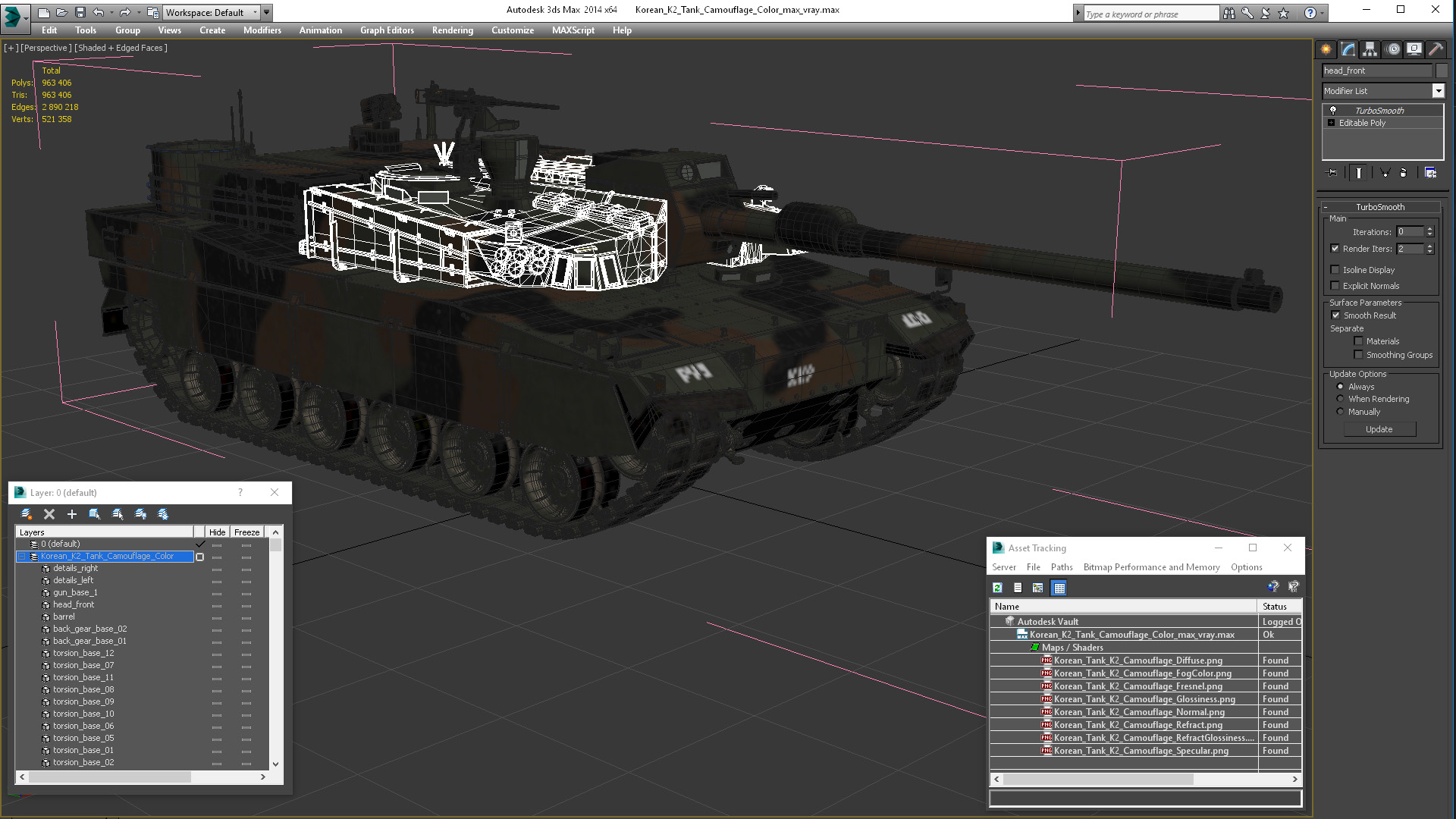 3D Korean K2 Tank Camouflage Color