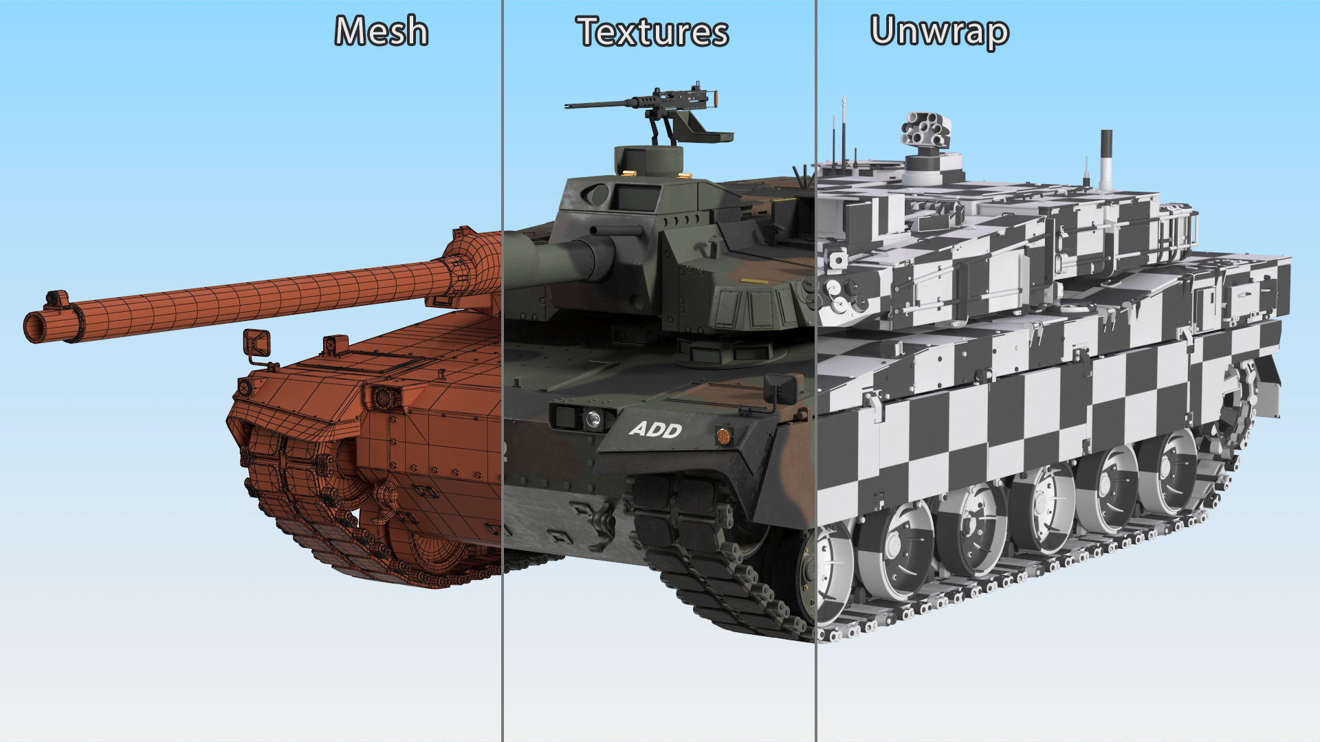 3D Korean K2 Tank Camouflage Color