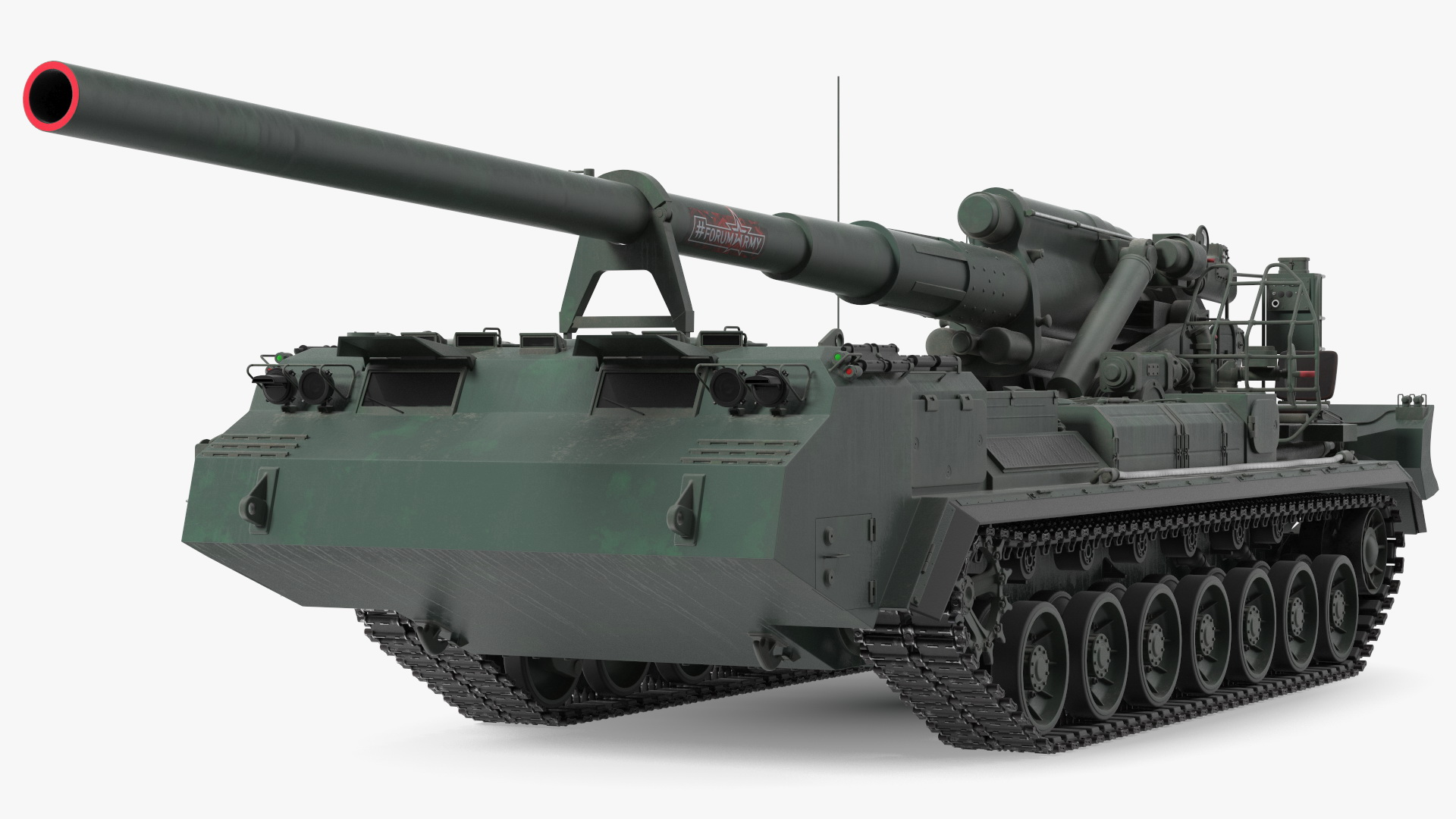2S7 Pion Self Propelled Heavy Artillery Clean Rigged 3D