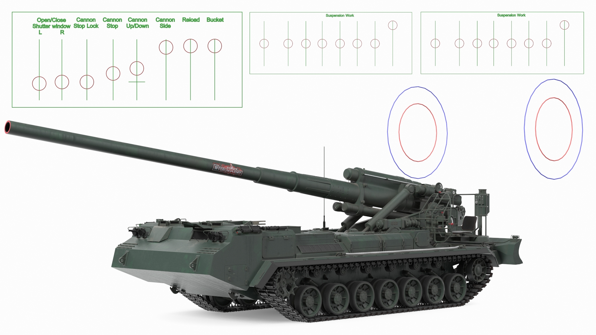 2S7 Pion Self Propelled Heavy Artillery Clean Rigged 3D