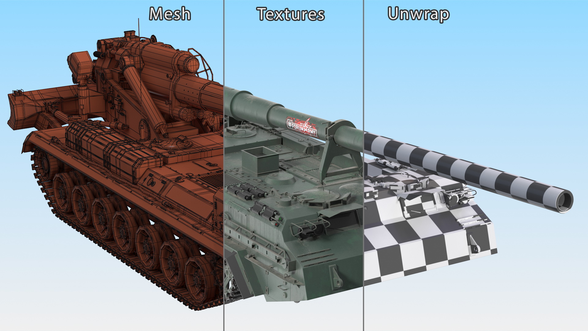 2S7 Pion Self Propelled Heavy Artillery Clean Rigged 3D