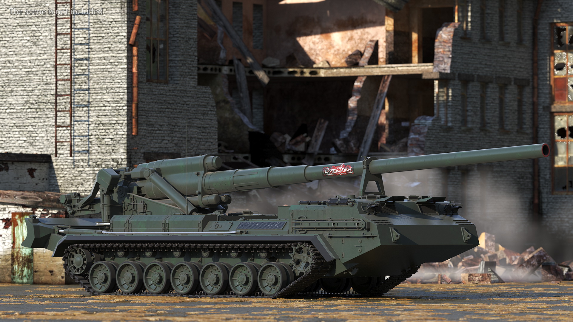 2S7 Pion Self Propelled Heavy Artillery Clean Rigged 3D