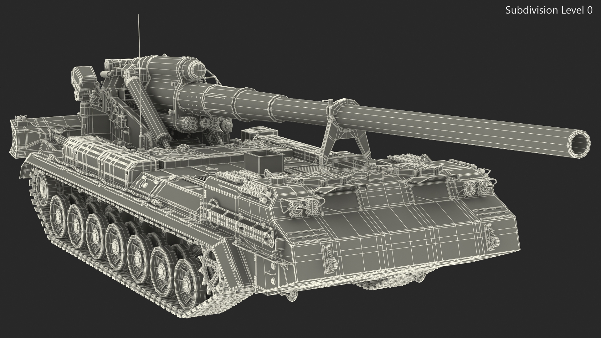 2S7 Pion Self Propelled Heavy Artillery Clean Rigged 3D