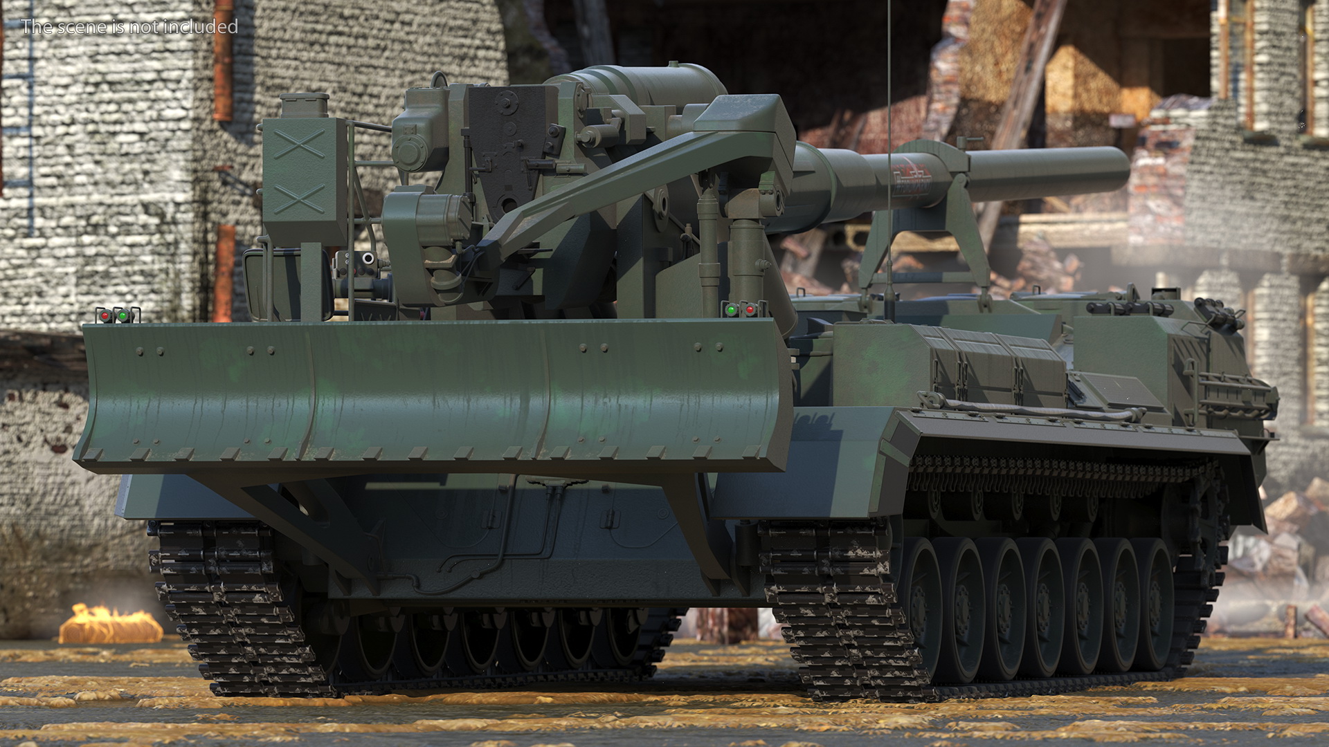 2S7 Pion Self Propelled Heavy Artillery Clean Rigged 3D