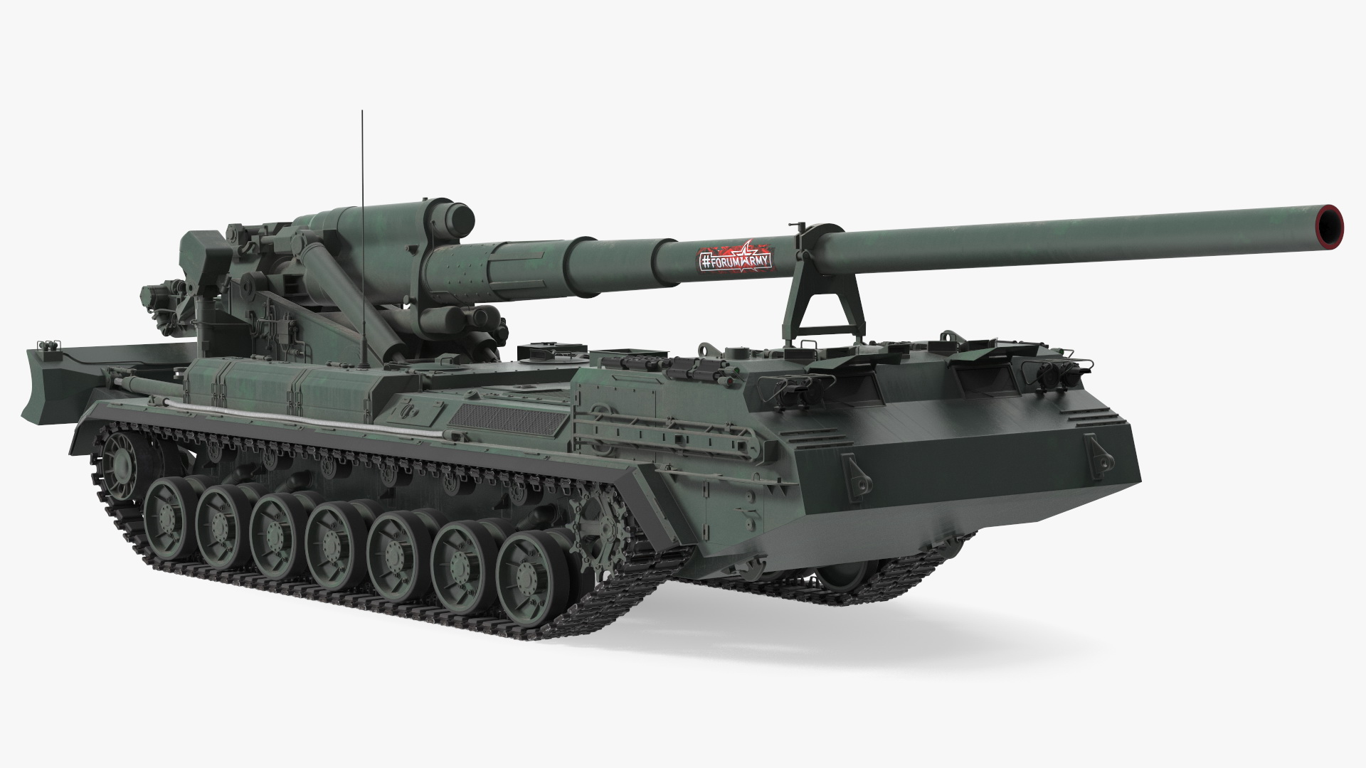 2S7 Pion Self Propelled Heavy Artillery Clean Rigged 3D