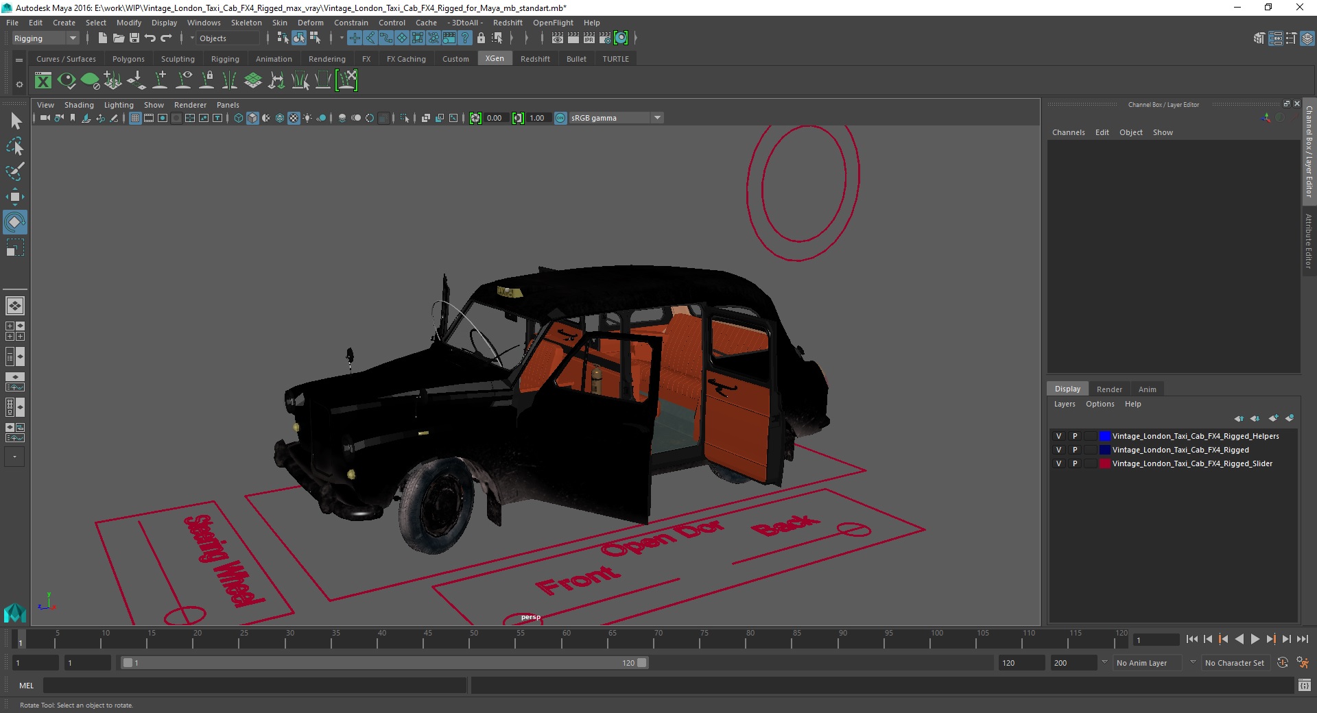 3D Vintage London Taxi Cab FX4 Rigged for Maya model
