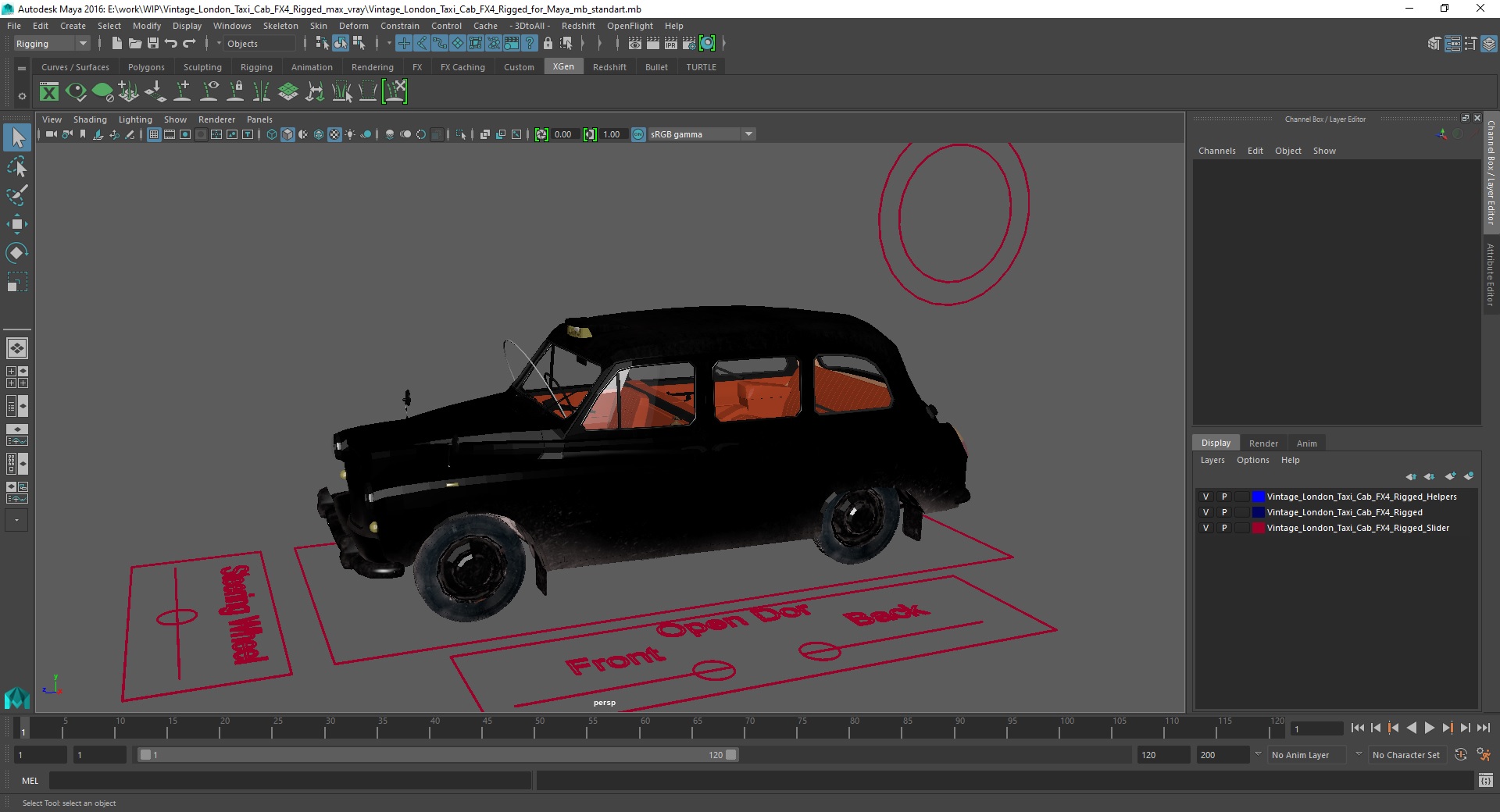3D Vintage London Taxi Cab FX4 Rigged for Maya model