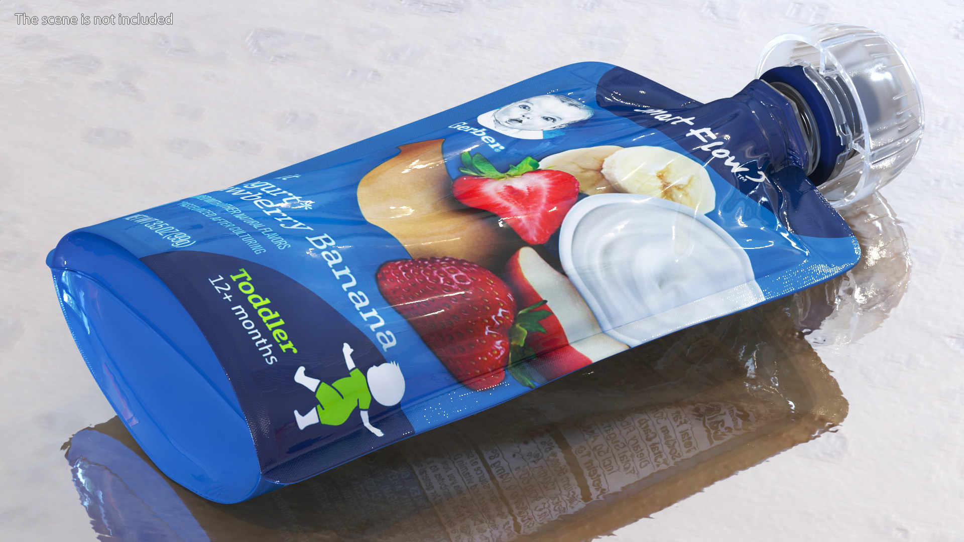 Toddler Yogurt Pouch Gerber Strawberry and Banana 3D model