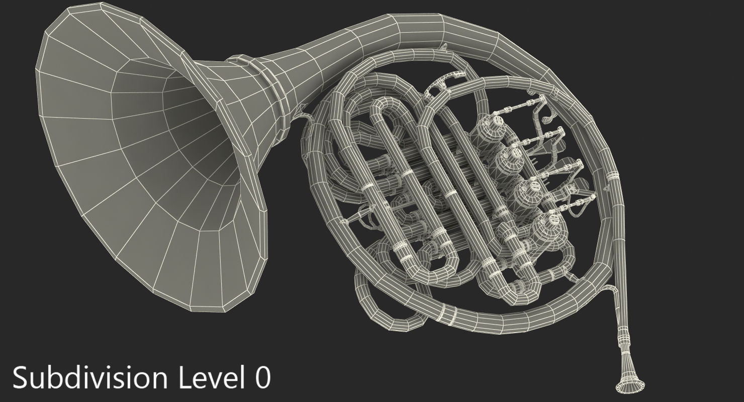3D Double French Horn model