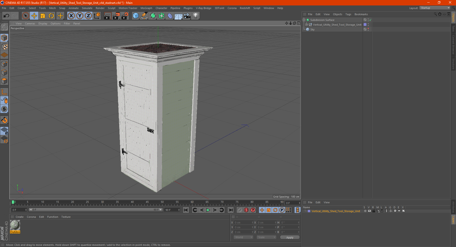 Vertical Utility Shed Tool Storage Unit 3D model