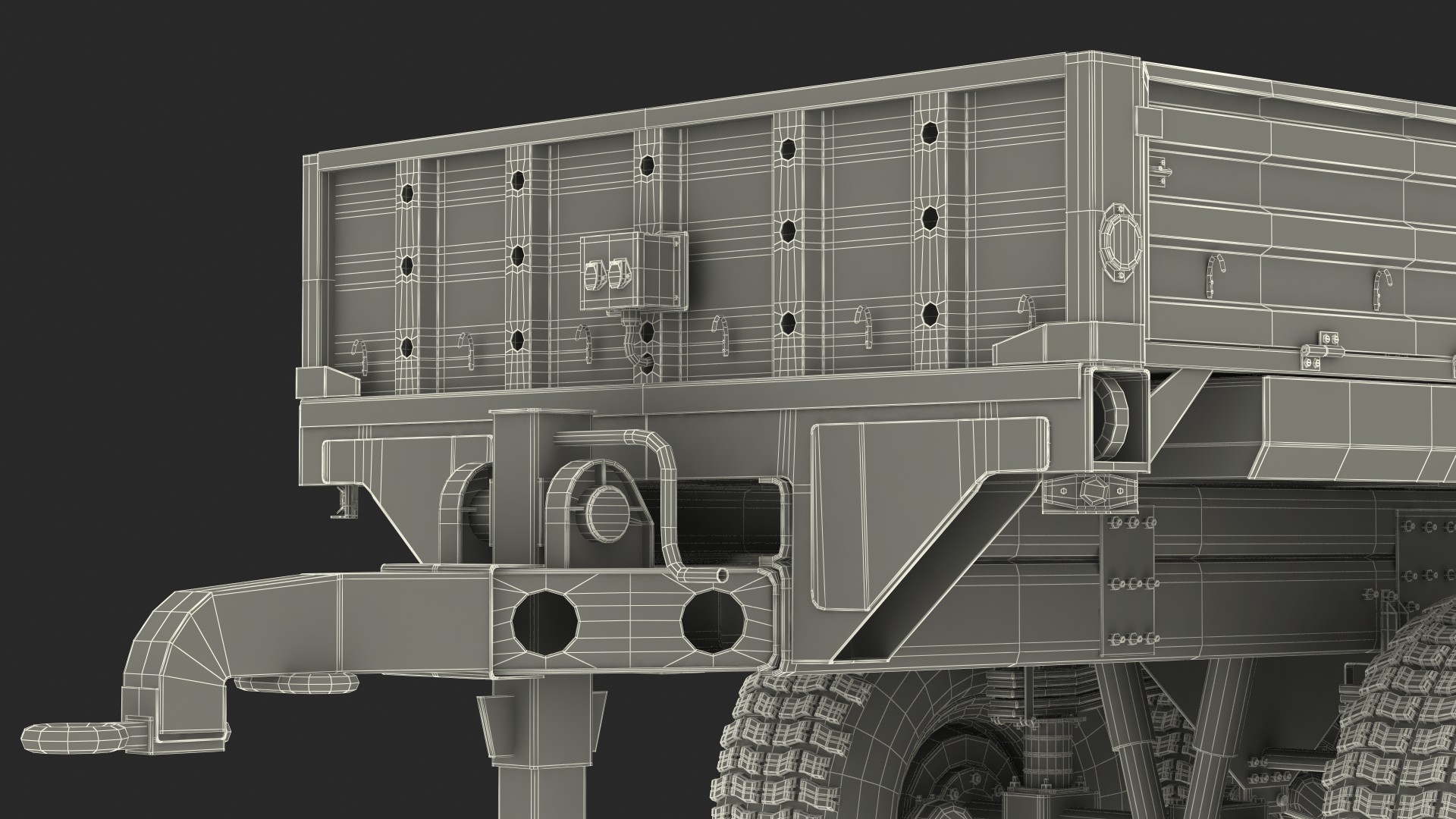 Military Drop Side Cargo Trailer 3D