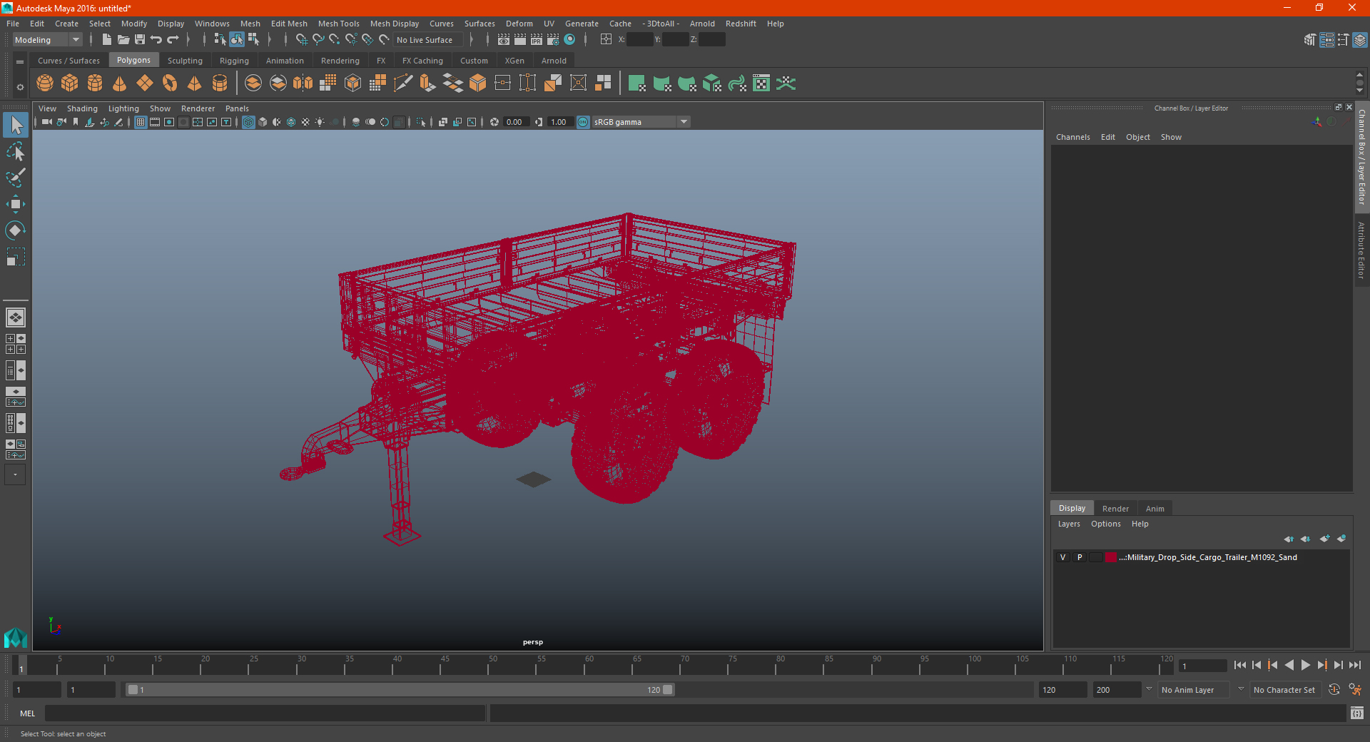 Military Drop Side Cargo Trailer 3D