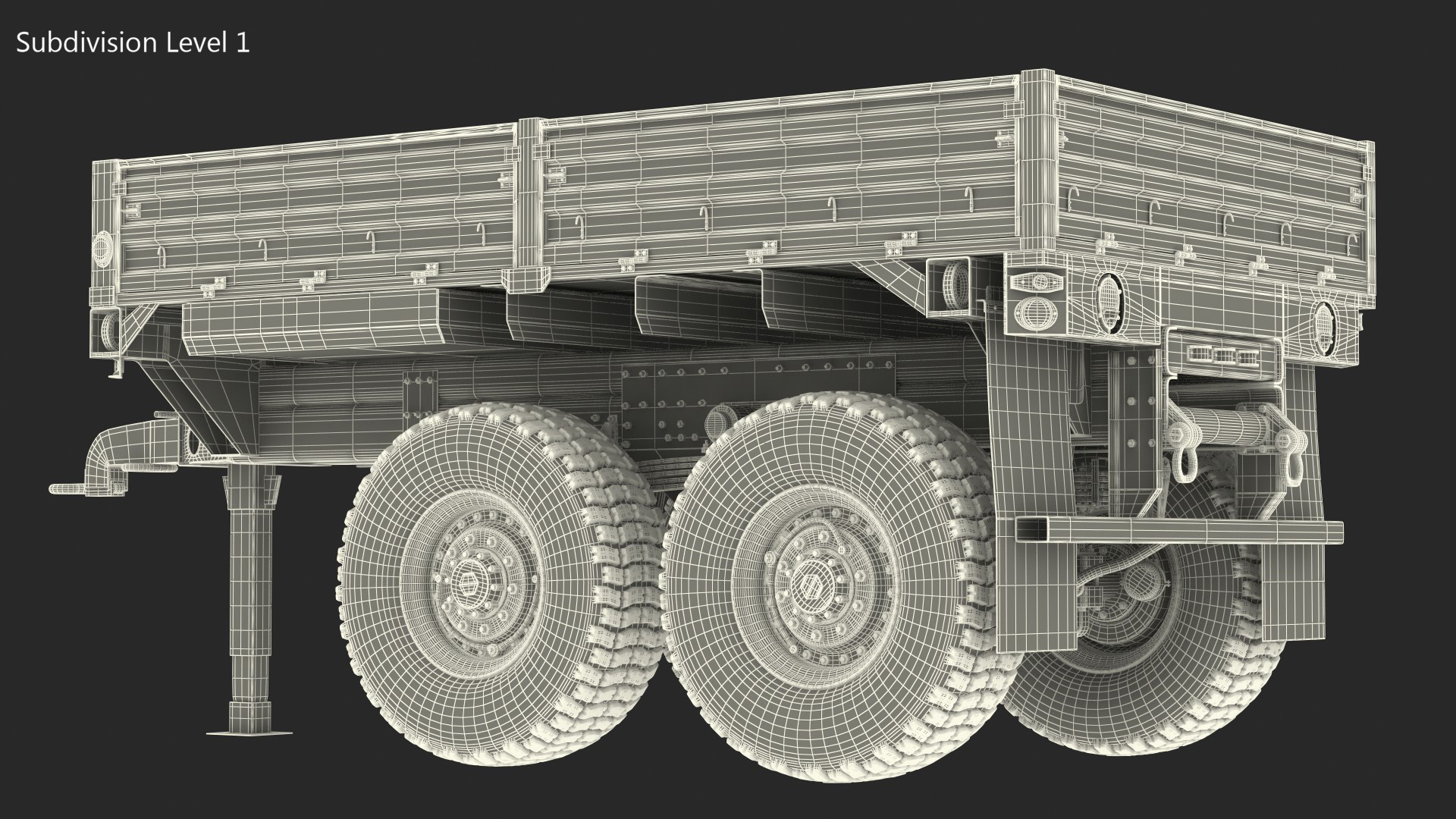 Military Drop Side Cargo Trailer 3D
