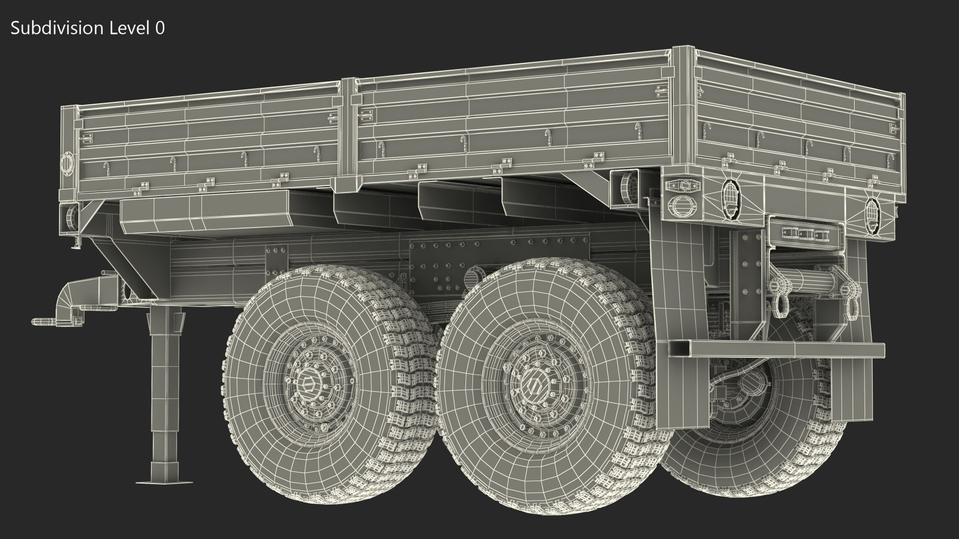 Military Drop Side Cargo Trailer 3D