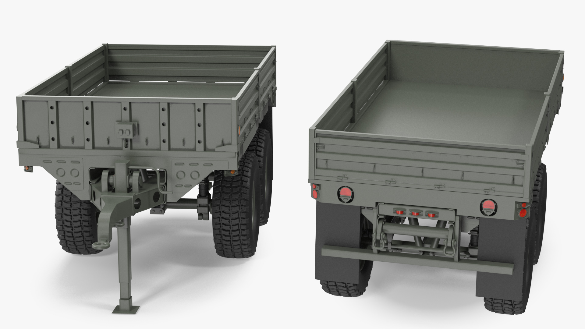 Military Drop Side Cargo Trailer 3D