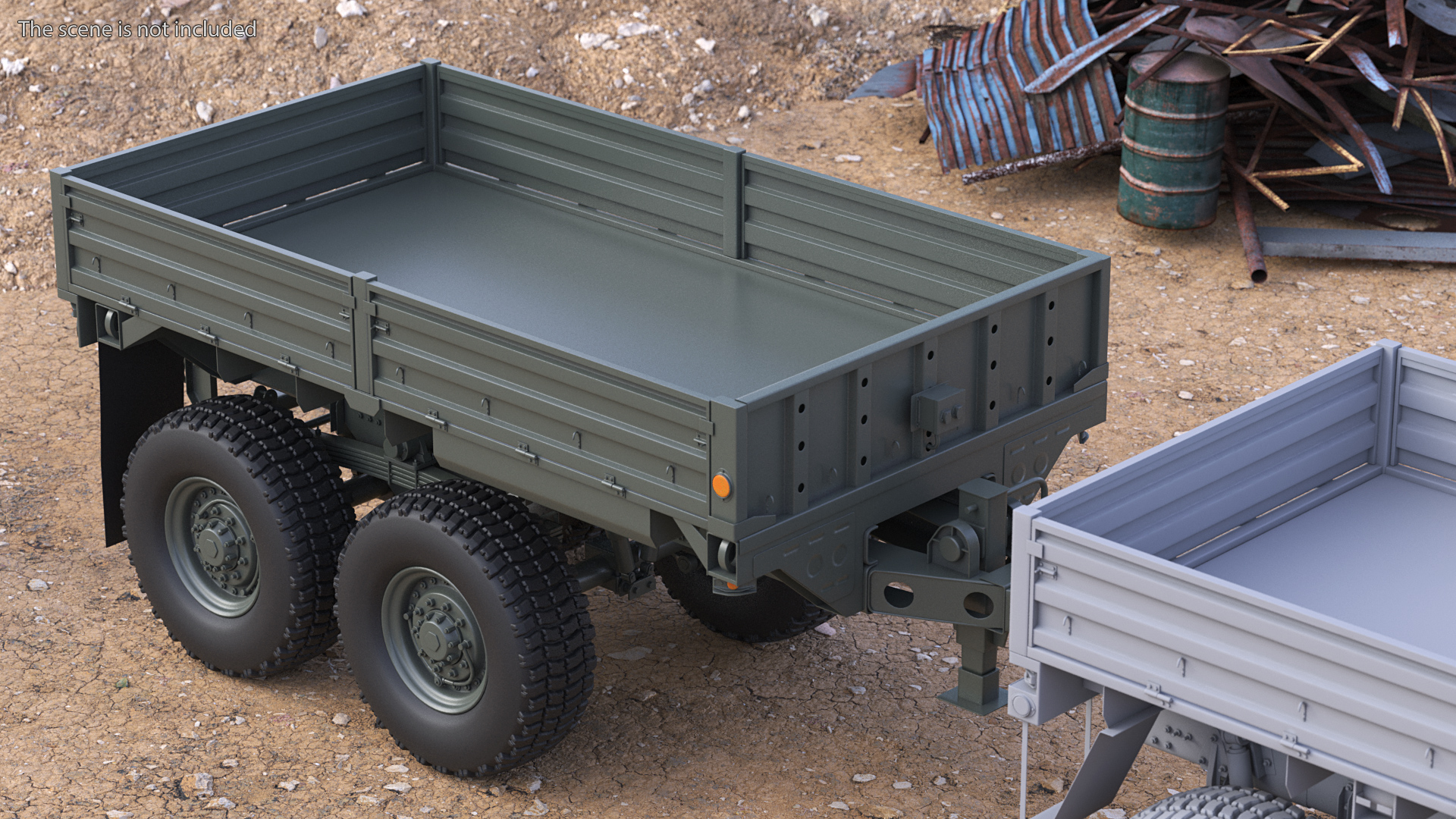 Military Drop Side Cargo Trailer 3D