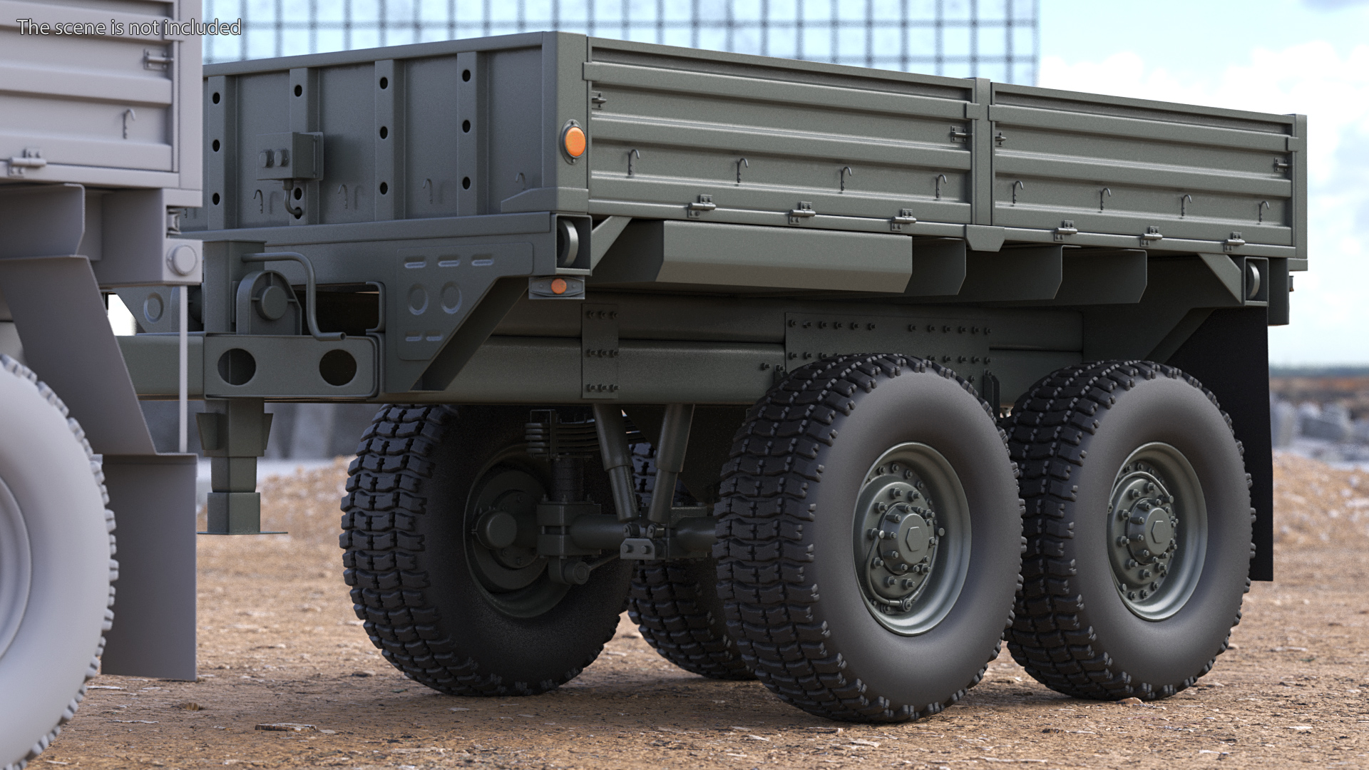 Military Drop Side Cargo Trailer 3D
