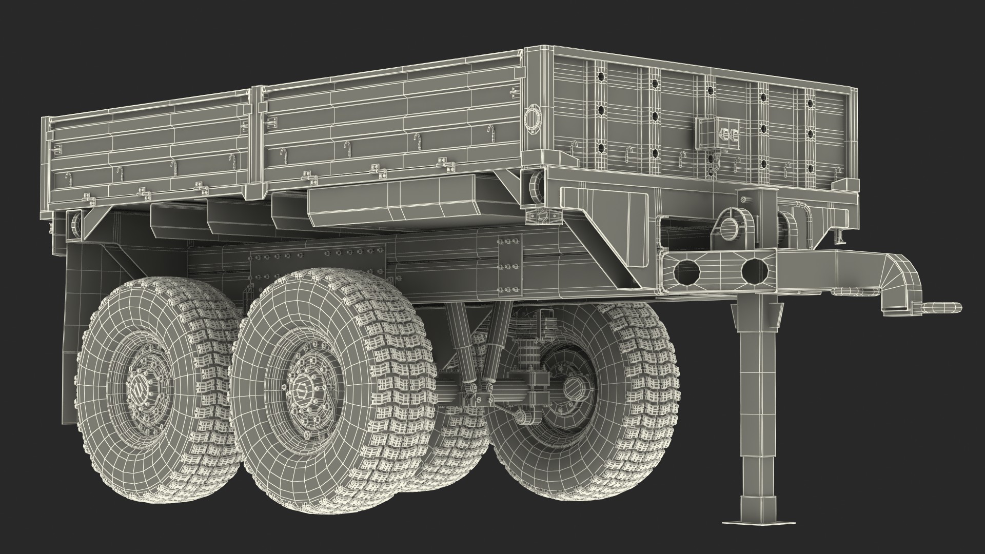 Military Drop Side Cargo Trailer 3D