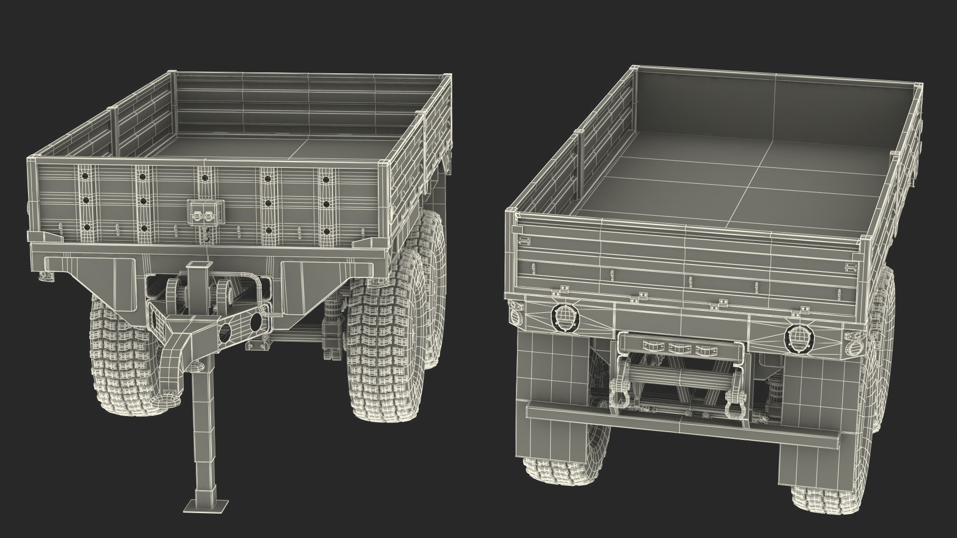 Military Drop Side Cargo Trailer 3D