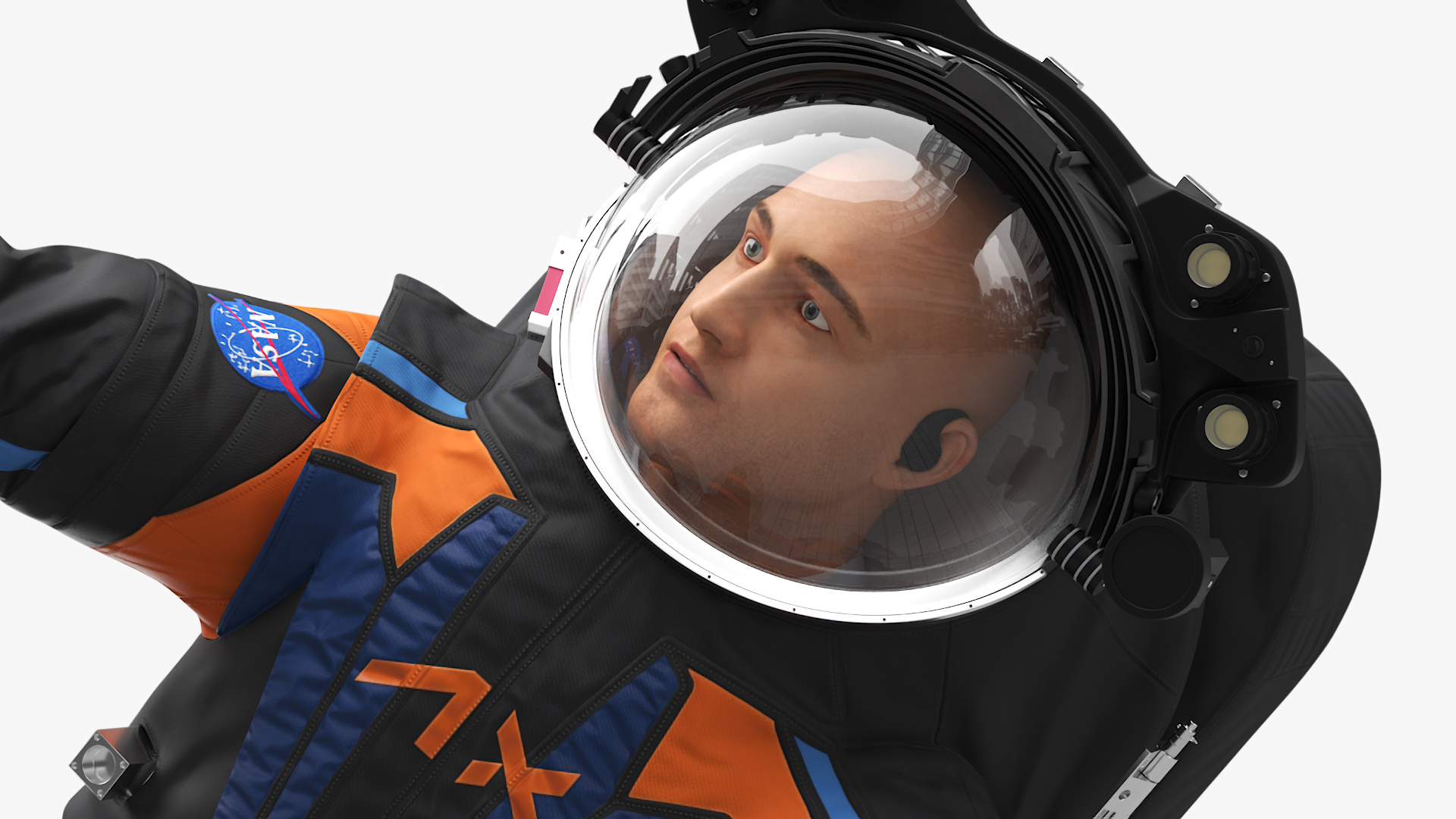3D NASA Spacesuit Axiom on Astronaut Falling Pose
