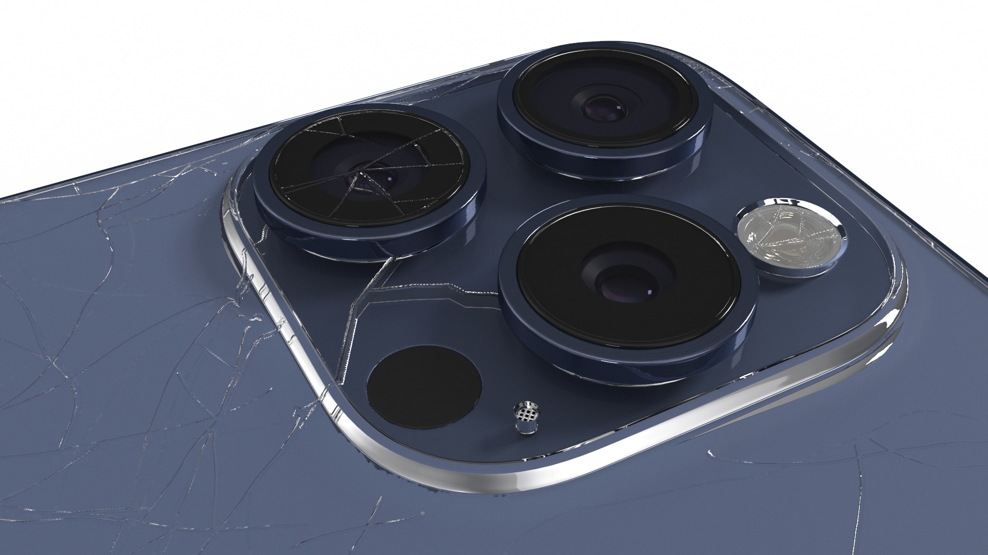 Titanium IPhone 15 Pro Max Blue Cracked 3D model