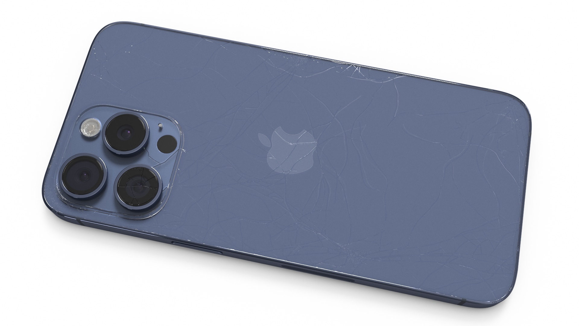 Titanium IPhone 15 Pro Max Blue Cracked 3D model