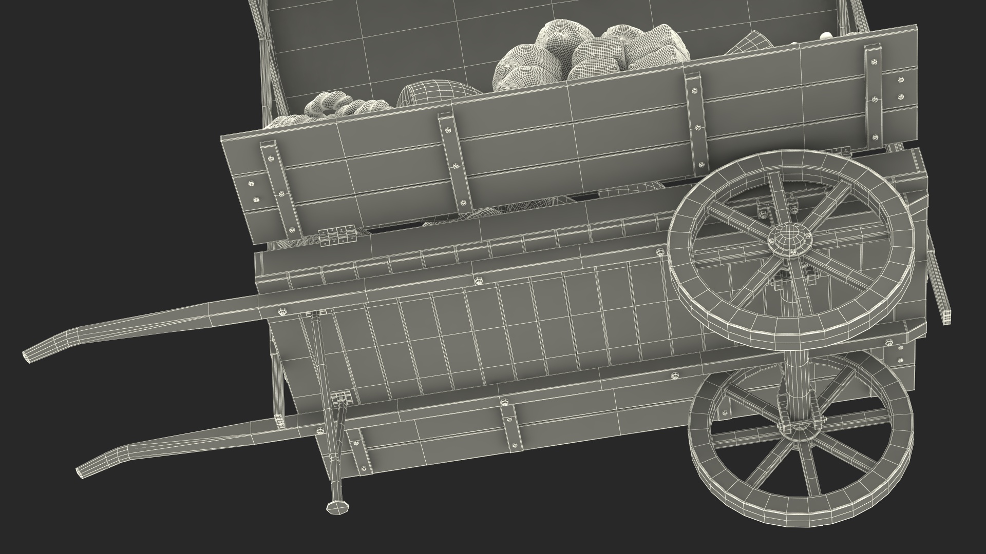 3D Market Stall Cart with Goods model