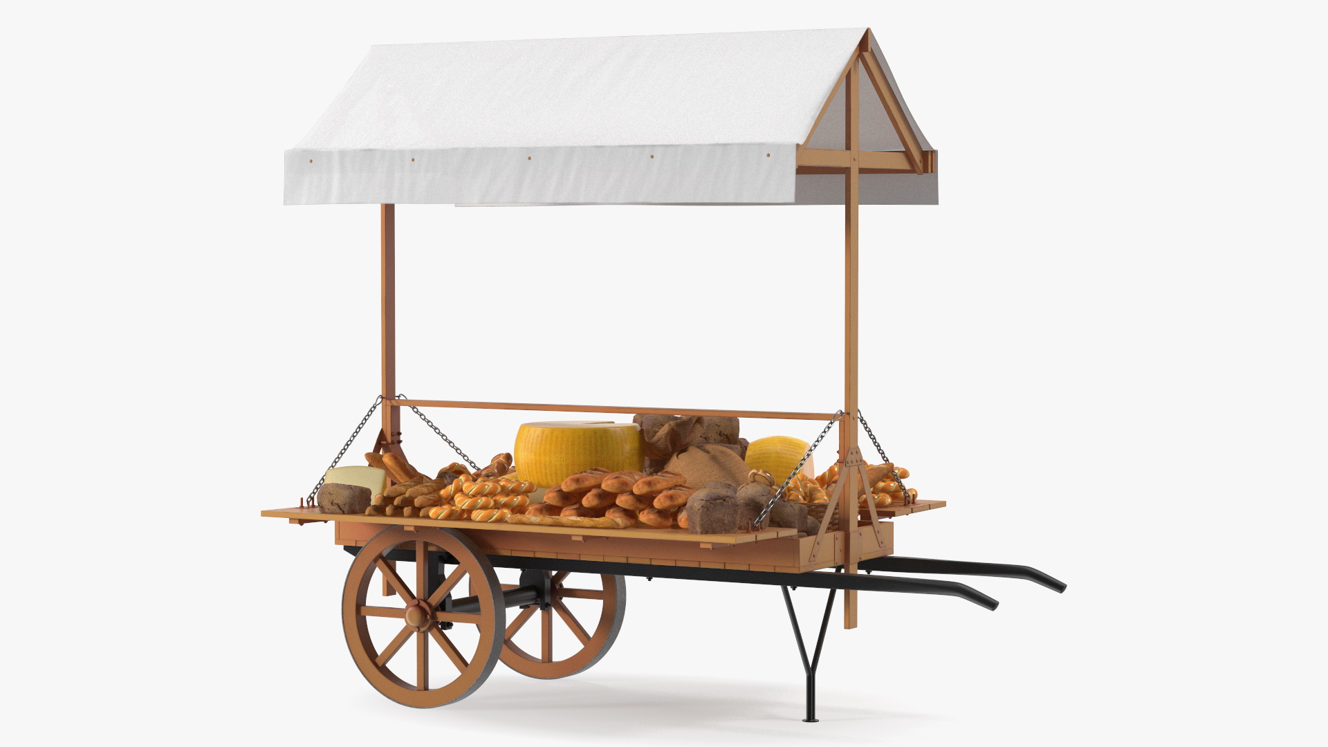3D Market Stall Cart with Goods model