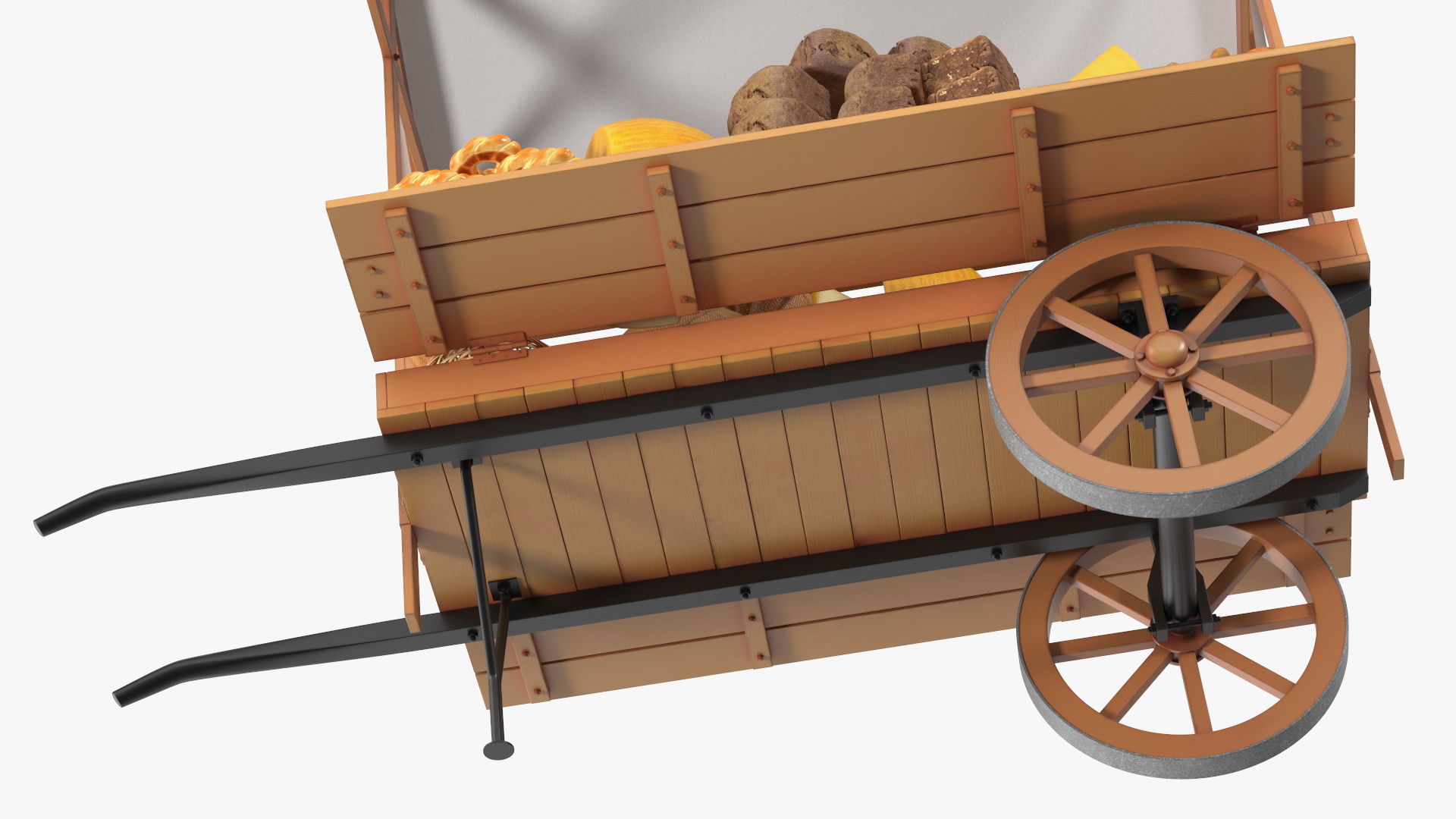 3D Market Stall Cart with Goods model
