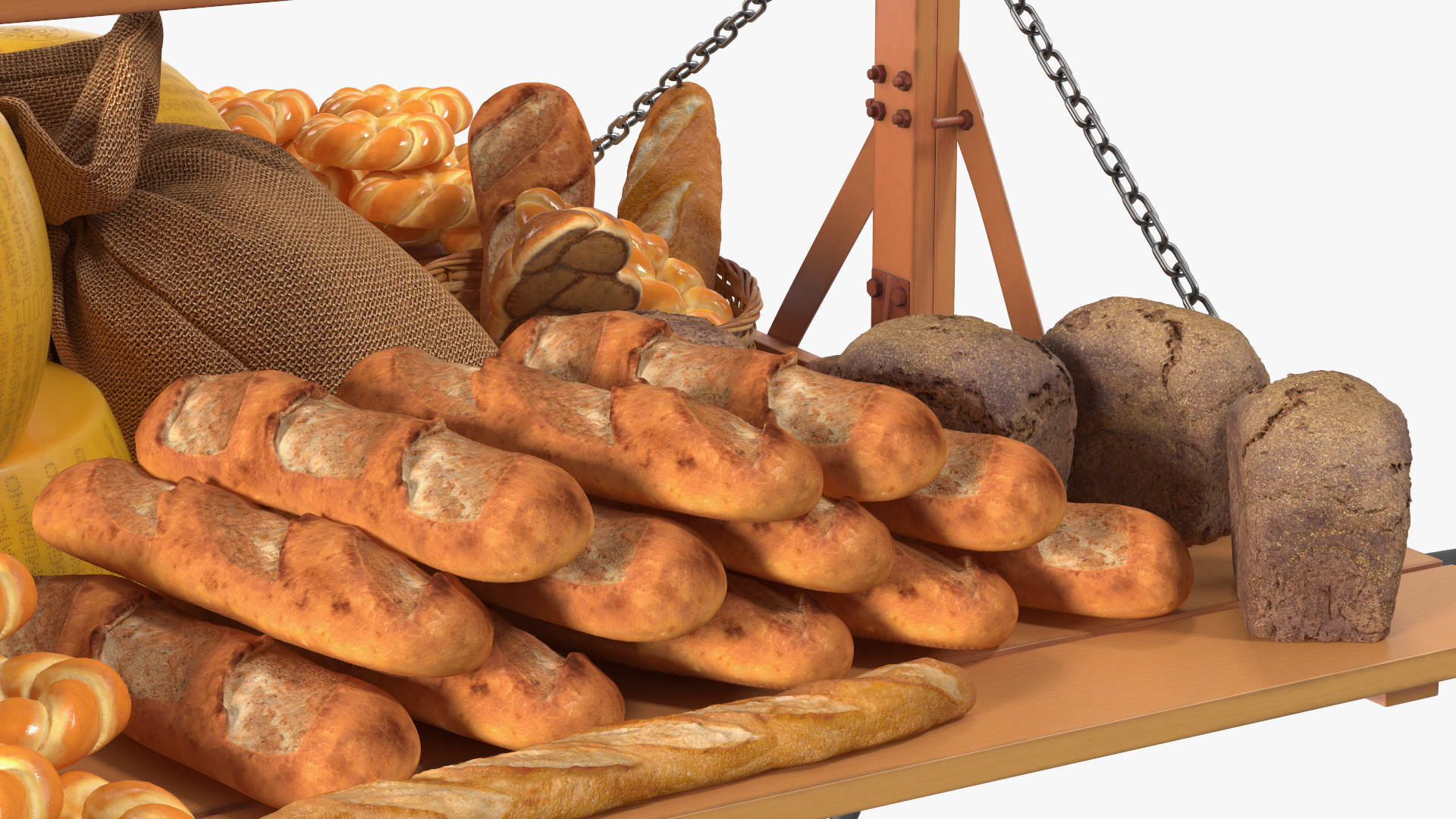 3D Market Stall Cart with Goods model