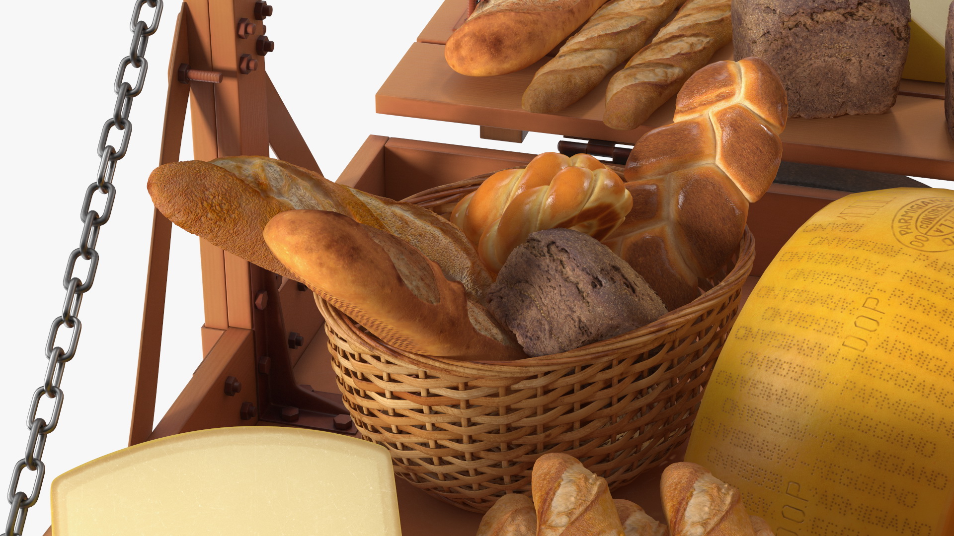 3D Market Stall Cart with Goods model
