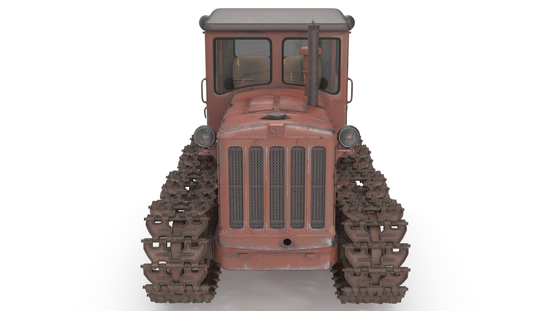 Old Rusty Soviet Crawler Tractor DT54 Rigged 3D model